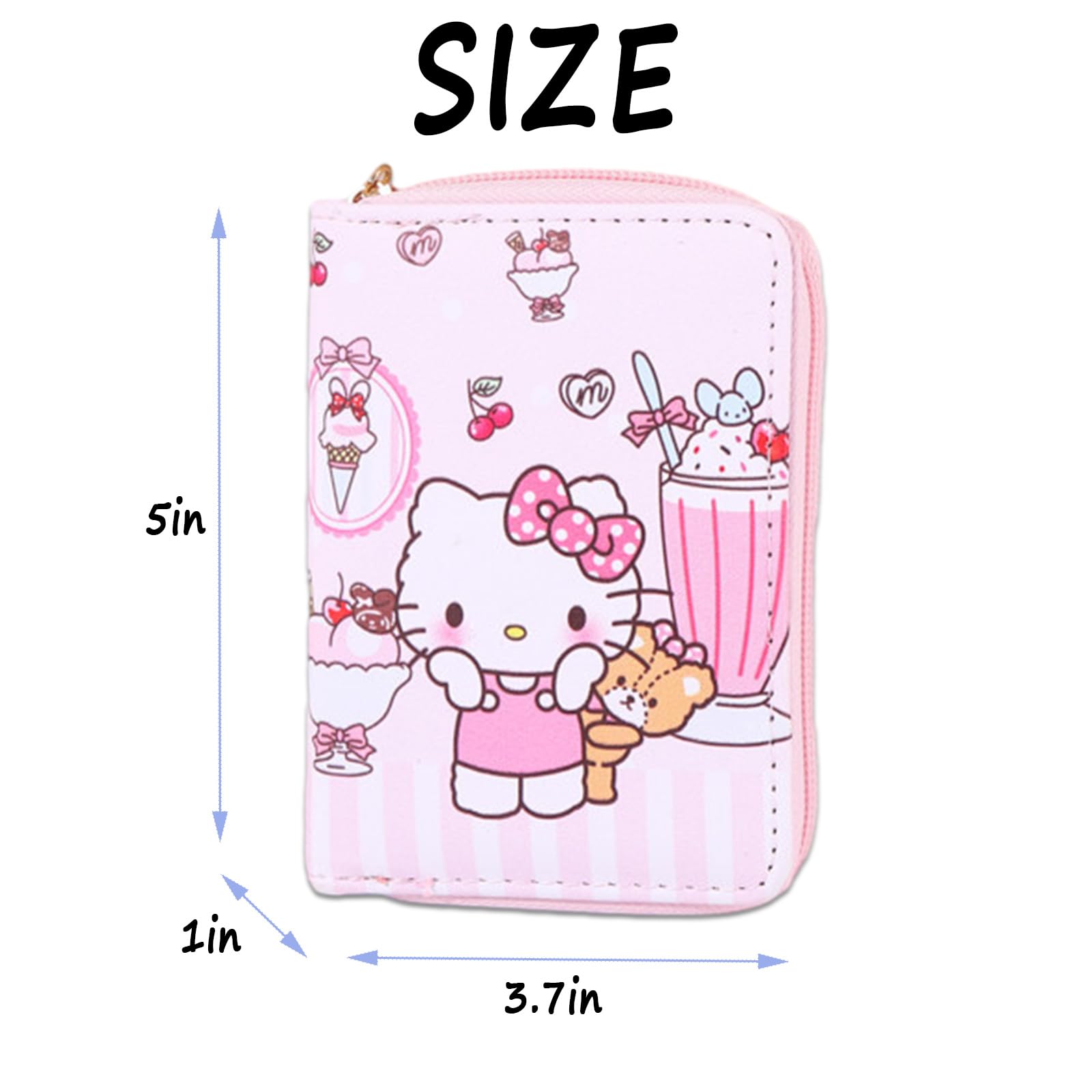Cute Cartoon Wallet for Women & Girls - Small PU Leather Zipper Coin Purse with Keychain - Credit Card Holder - Anime Design - 2 Piece Set (Cartoon Wallet-03) - Perfect for Daily Use, Travel & Gift Giving