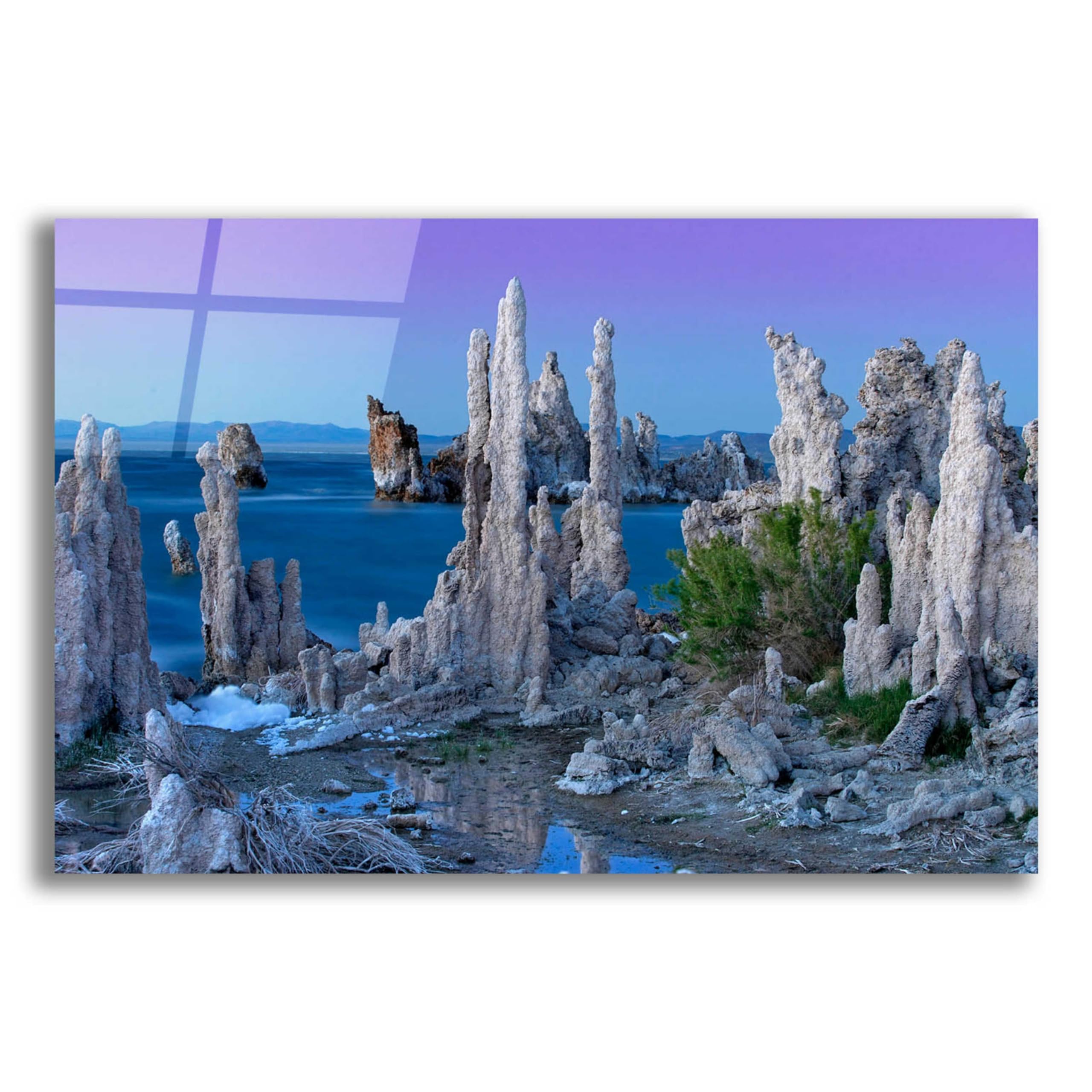 Mike Jones 'Mono Lake Dusk' Acrylic Glass Wall Art - 24x16 Inches Modern Landscape Painting for Living Room, Bedroom & Office Decor