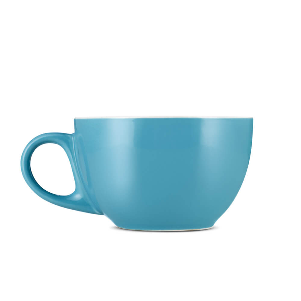 Premium Espresso Parts Porcelain Latte Cup & Saucer Set - 12oz (355ml) Blue - Perfect for Coffee Shops, Home Brewing & Gifts