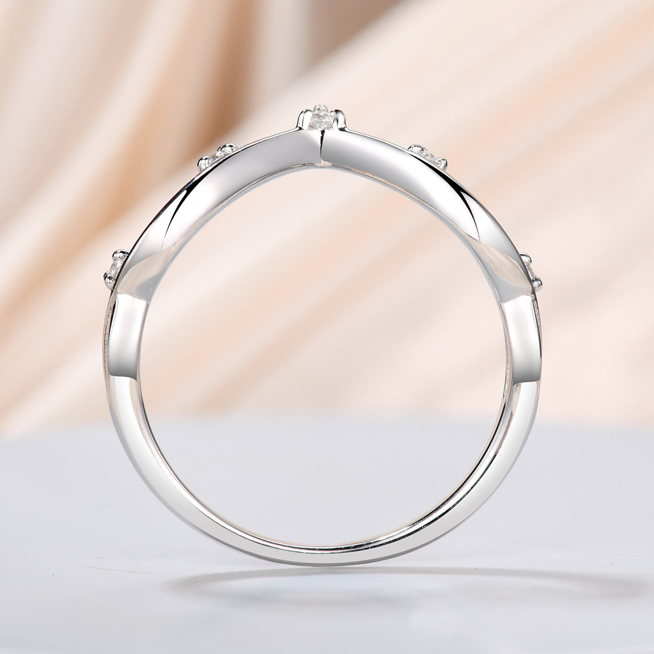 Twig Branch Diamond Wedding Band - 14K White Gold & Sterling Silver Anniversary Ring for Women - Nature-Inspired Twig Vine Design for Engagement, Proposal & Special Occasions
