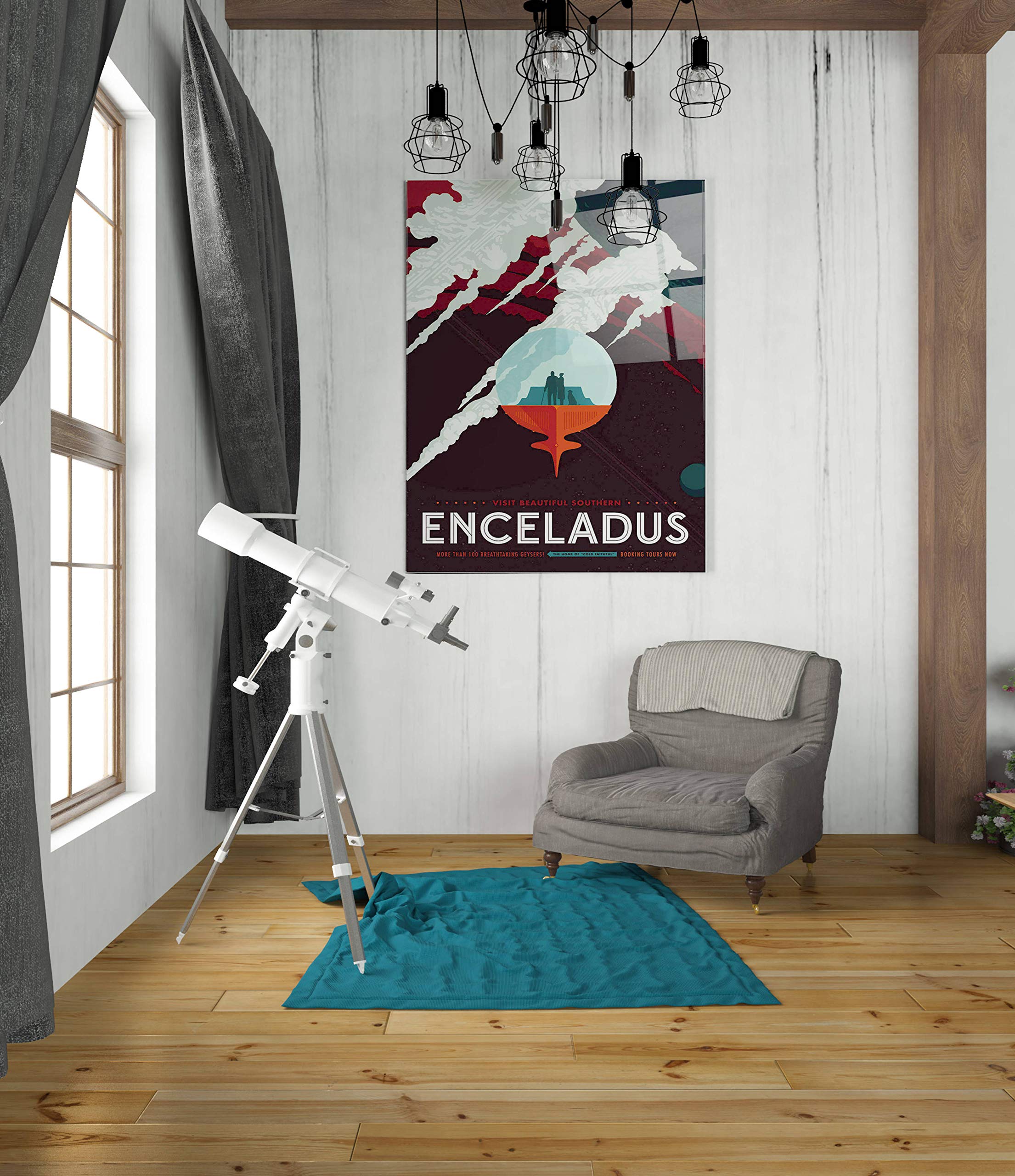 Epic Art 'Visions of the Future: Enceladus' Acrylic Glass Wall Art - 24x36 Inches - Modern Space-Themed Home & Office Decor - Perfect for Living Rooms, Bedrooms & Contemporary Spaces
