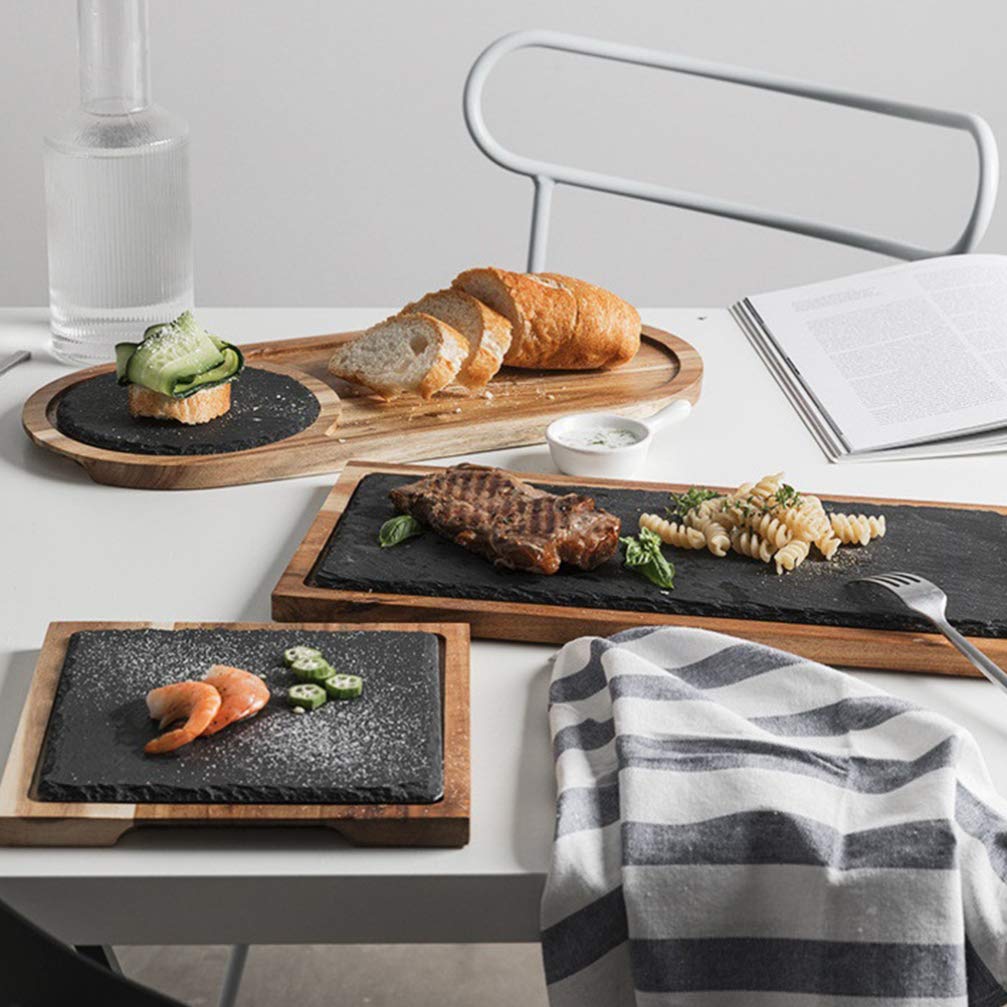 Hemoton Solid Wood Serving Tray - Western & Japanese Cuisine Snack Plate for Appetizers, Cheese, Charcuterie - Perfect for Dinner Parties, Picnics, and Home Decor