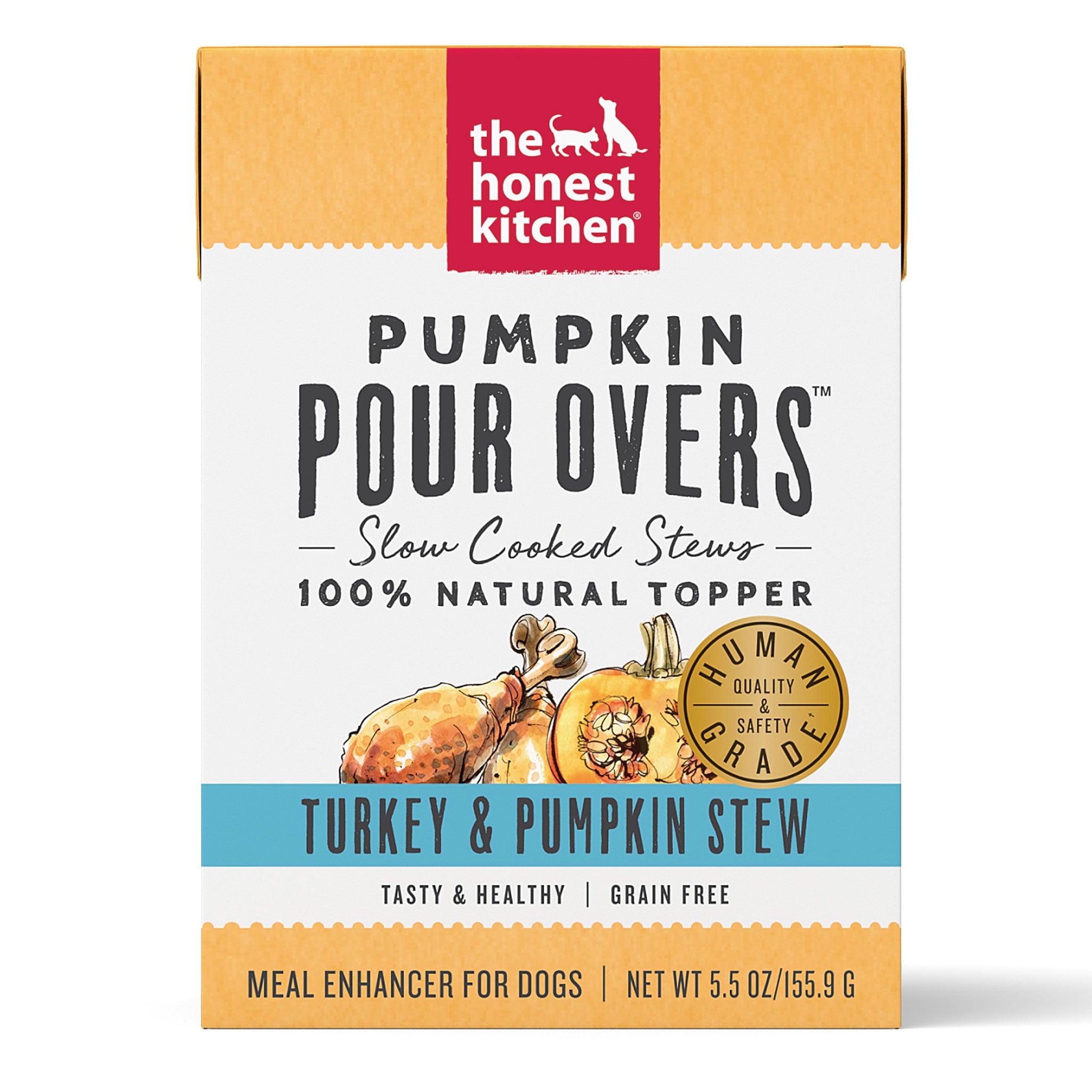 Honest Kitchen Pour Over Stews Turkey & Pumpkin Dog Food - Grain Free, Human Grade, Dehydrated Meal Topper for Dogs - Perfect for Picky Eaters & Senior Dogs at Mealtime
