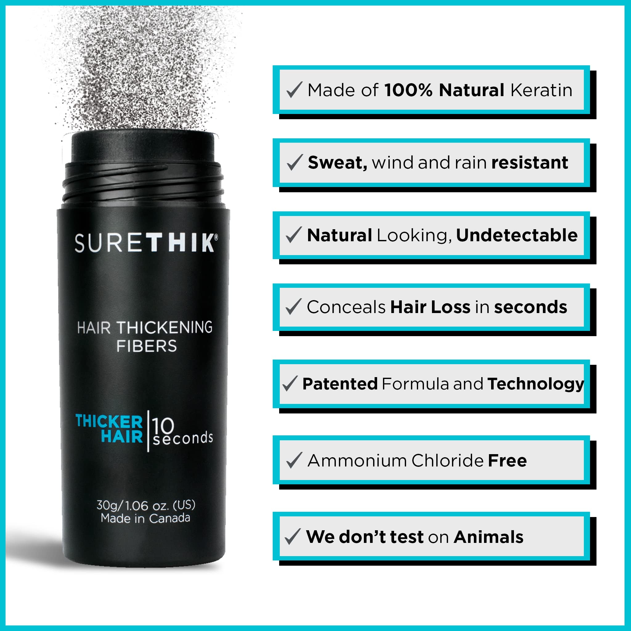 SURETHIK Hair Thickening Fibers - 4 Pack (30g Each) Medium Brown - Instant Hair Volume Solution for Thinning Hair - Men & Women - Perfect for Daily Use, Special Occasions & Confidence Boosting