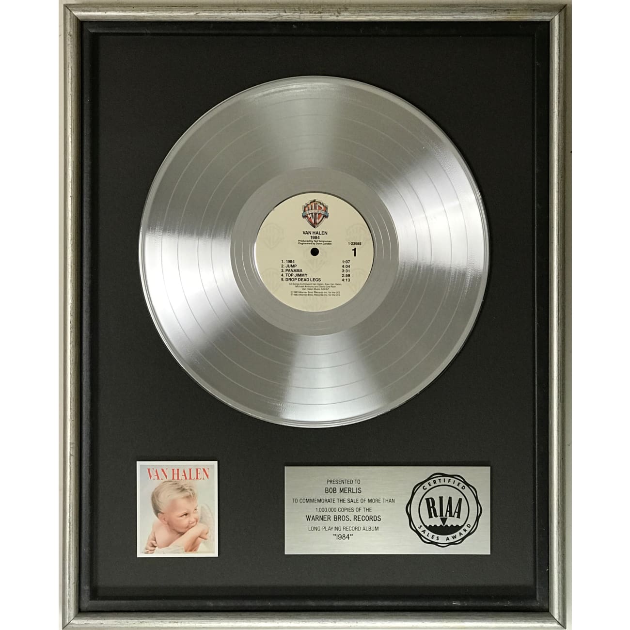 Van Halen 1984 RIAA Certified Platinum Album Award - Vintage Music Collectible for Fans & Display in Home, Office or Music Room
