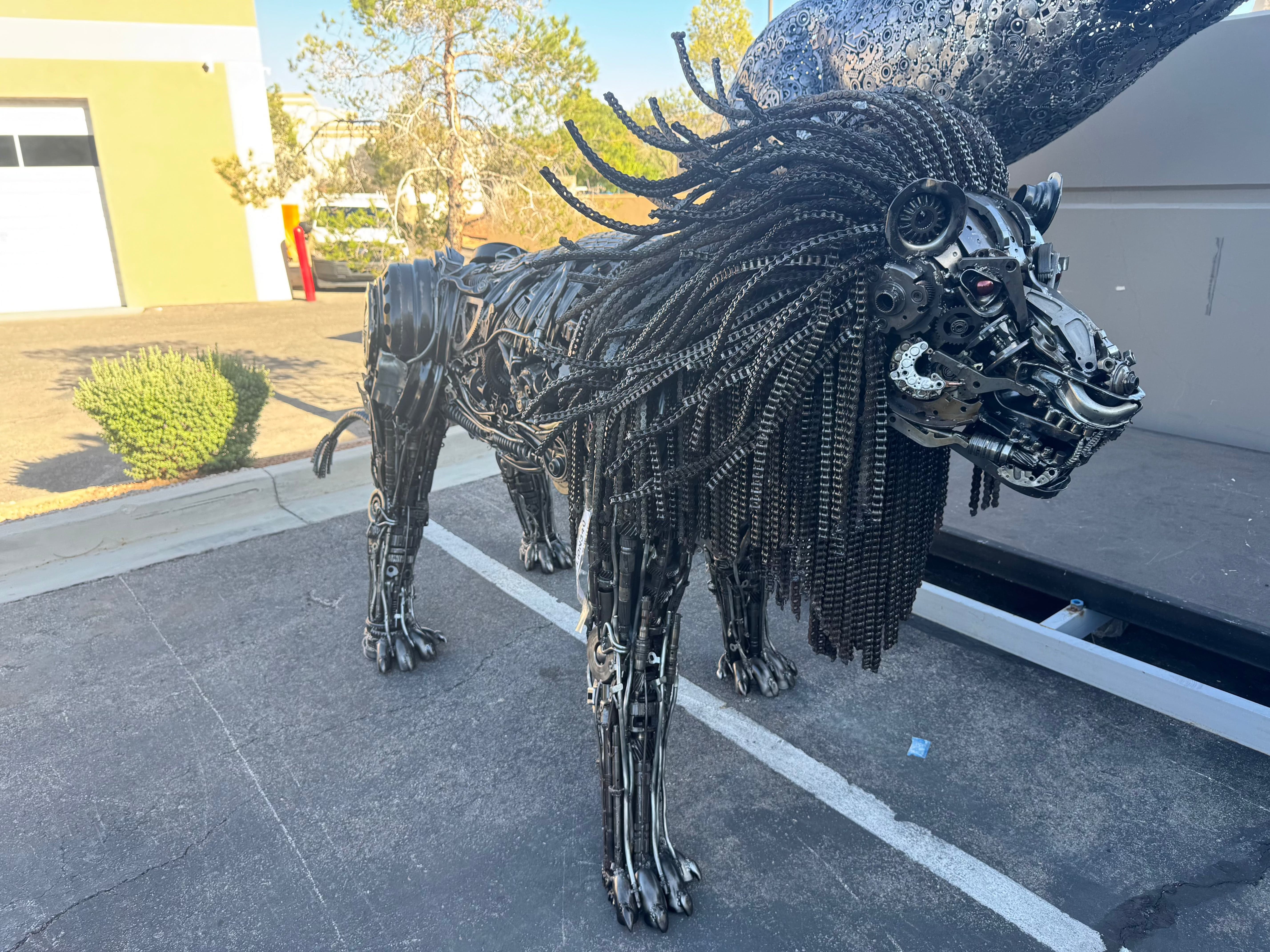 133 Lion Recycled Metal Art Sculpture - Handmade Eco-Friendly Wall Decor for Home & Office - Perfect for Living Room, Bedroom, or Garden