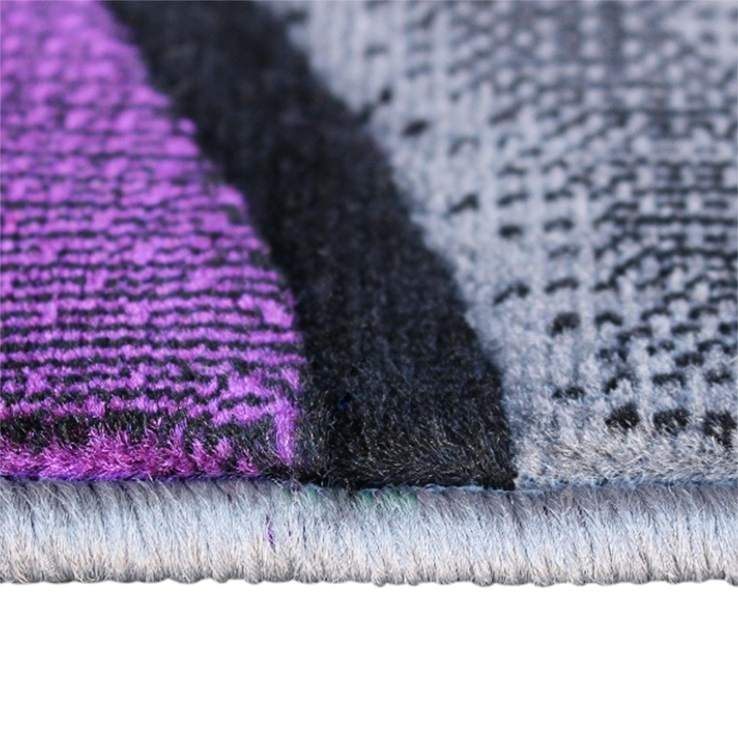 EMMA + OLIVER Urbane Plush Olefin Accent Rug - Abstract Geometric Pattern in Gradient Gray with Purple Accents - 8x10 - Stain & Moisture Resistant - Perfect for Living Room, Bedroom or Office Decor