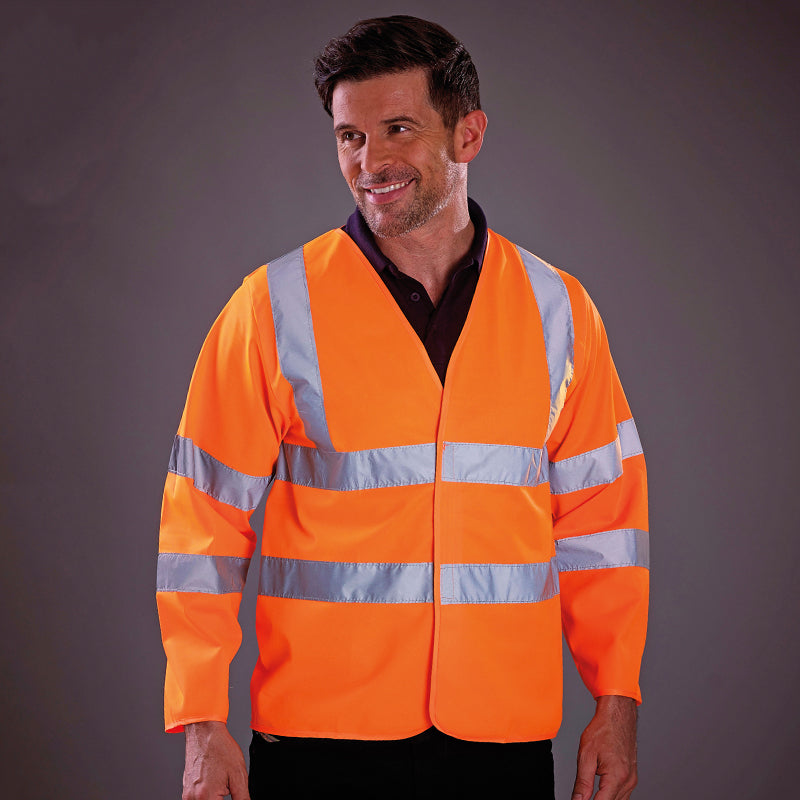 YK007 High Visibility Long Sleeve Safety Vest HVJ200 - Reflective Workwear for Construction, Road Workers & Nighttime Outdoor Activities