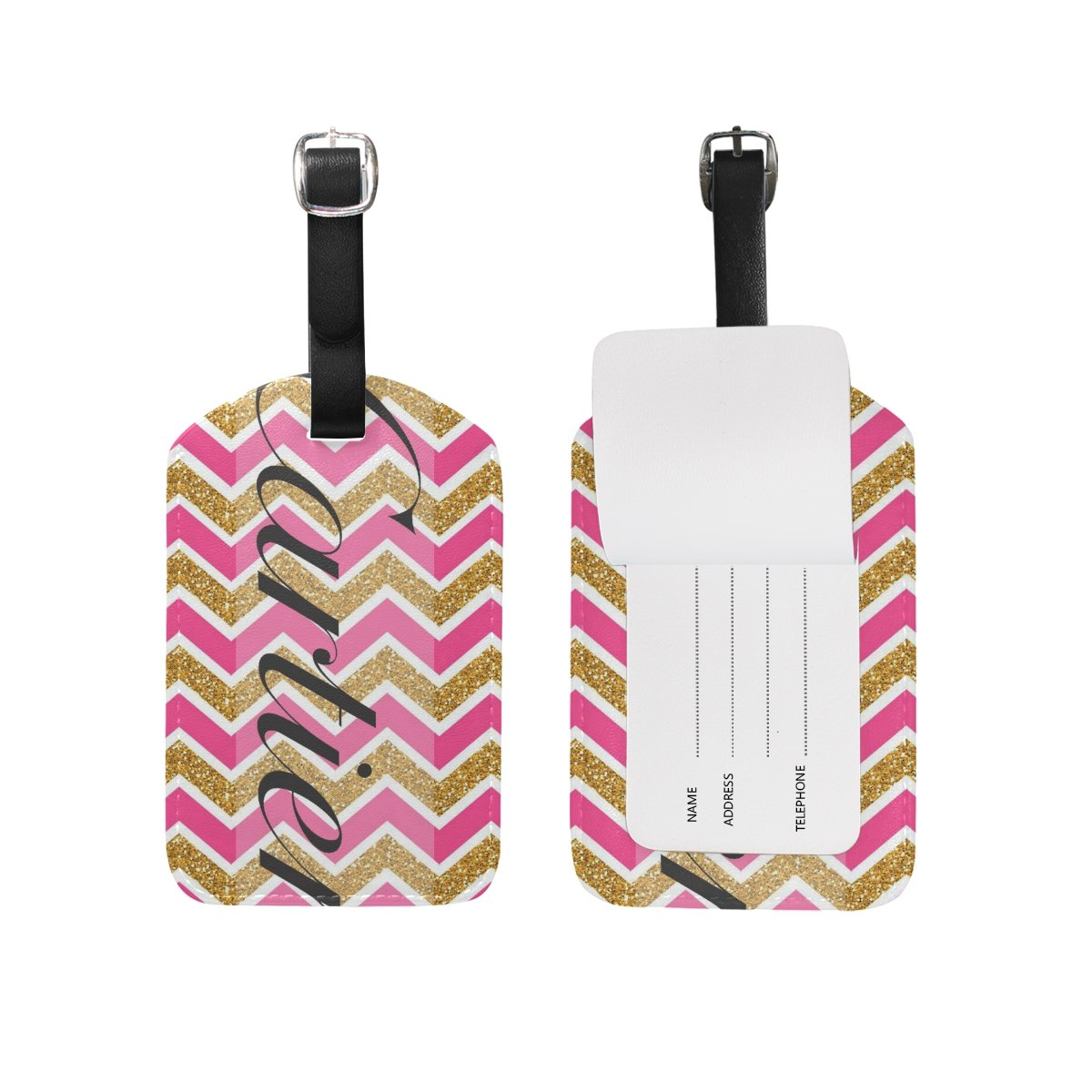 JSTEL Chevron Luggage Tags - Durable Suitcase ID Labels with Privacy Cover for Travel | Perfect for Airports, Cruise Ships & Business Trips