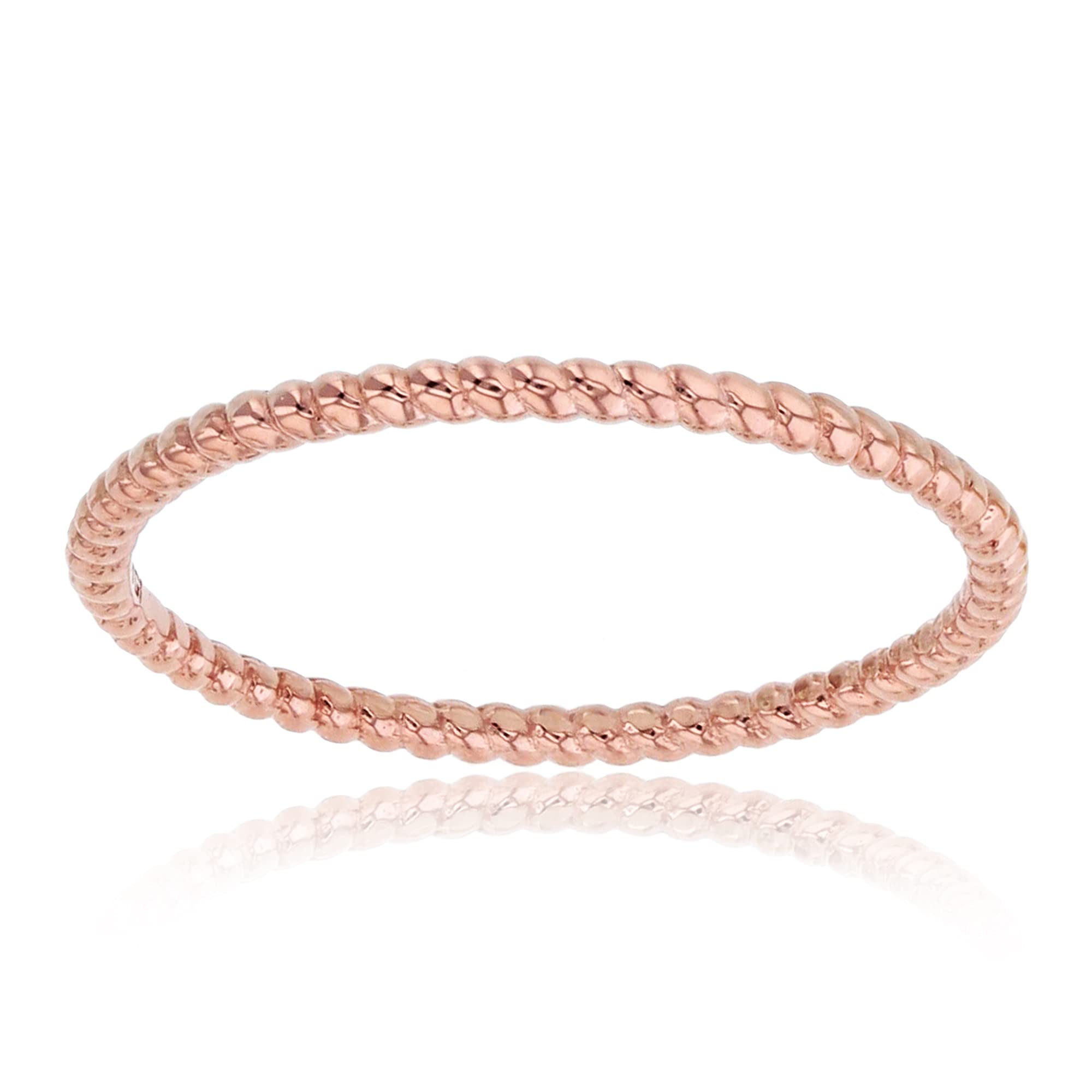 14K Rose Gold Spring Textured Band Ring for Women - Elegant Stackable Jewelry for Everyday Wear, Anniversary Gifts & Special Occasions