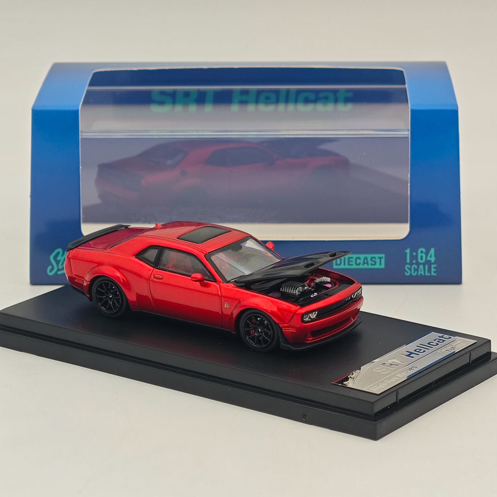1:64 Scale SH Dodge SRT Hellcat Muscle Sports Diecast Model Car - Limited Edition Collectible Toy Vehicle (Red) - Perfect for Car Enthusiasts, Display Collections, and Gift Giving