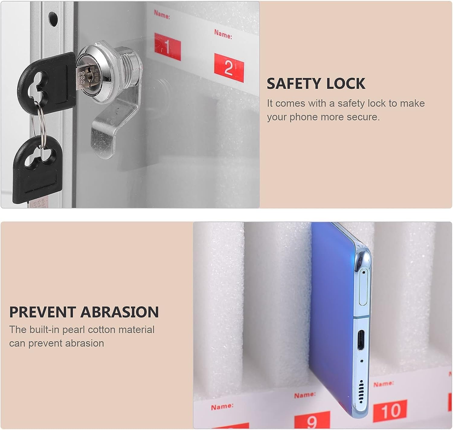 12-Slot Lockable Wall-Mounted Aluminum Alloy Phone Storage Cabinet with Handle - Secure Organizer for Retail Stores, Schools & Offices