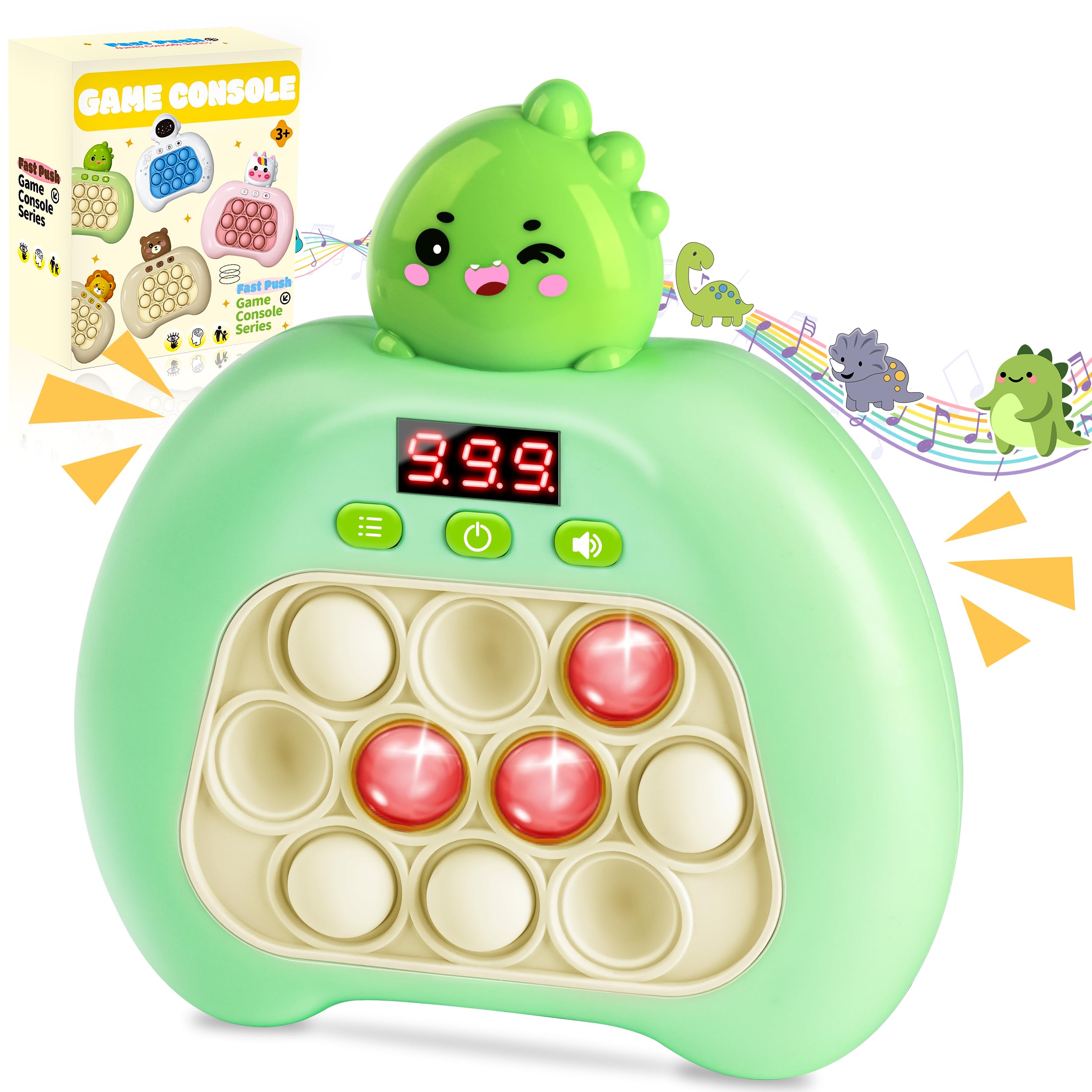 Upgraded Fast Popping Fidget Toys for Kids 3-12 - LED Screen Sensory Puzzle Game for Boys & Girls, Bubble Stress Relief Handheld Toy with Batteries Included (Dinosaur Design) - Perfect for Classroom, Travel & Anxiety Relief