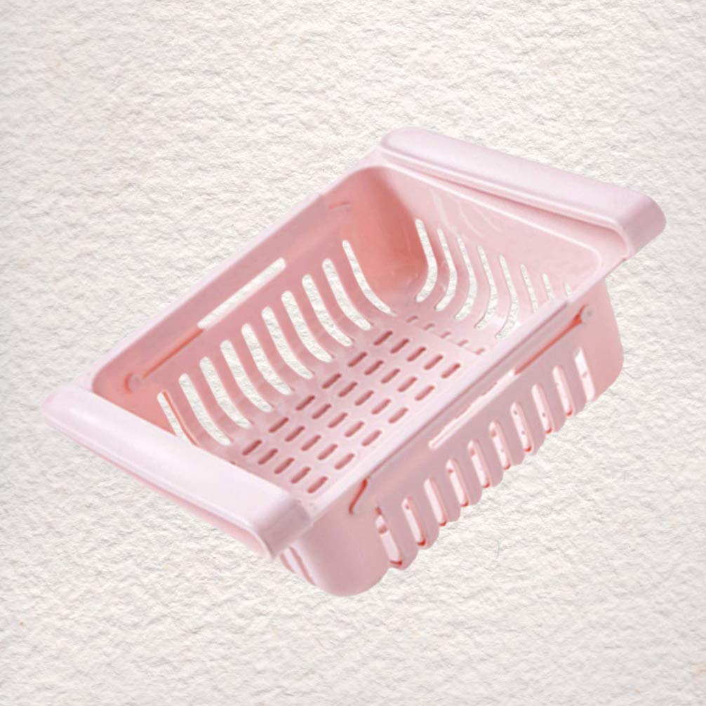 Cabilock 2-Pack Refrigerator Egg Storage Box - Mini Freezer Shelf Organizer, Non-Slip Kitchen Rack for Fruits, Vegetables & Tools - Space Saving Drawer Shelf for Fridge, Pantry & Small Kitchen Organization (Pink)