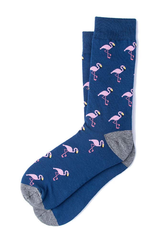 Men's Tropical Pink Flamingo Novelty Crew Dress Socks - Fun Casual & Office Wear for Summer, Beach Parties & Hawaiian Themed Events