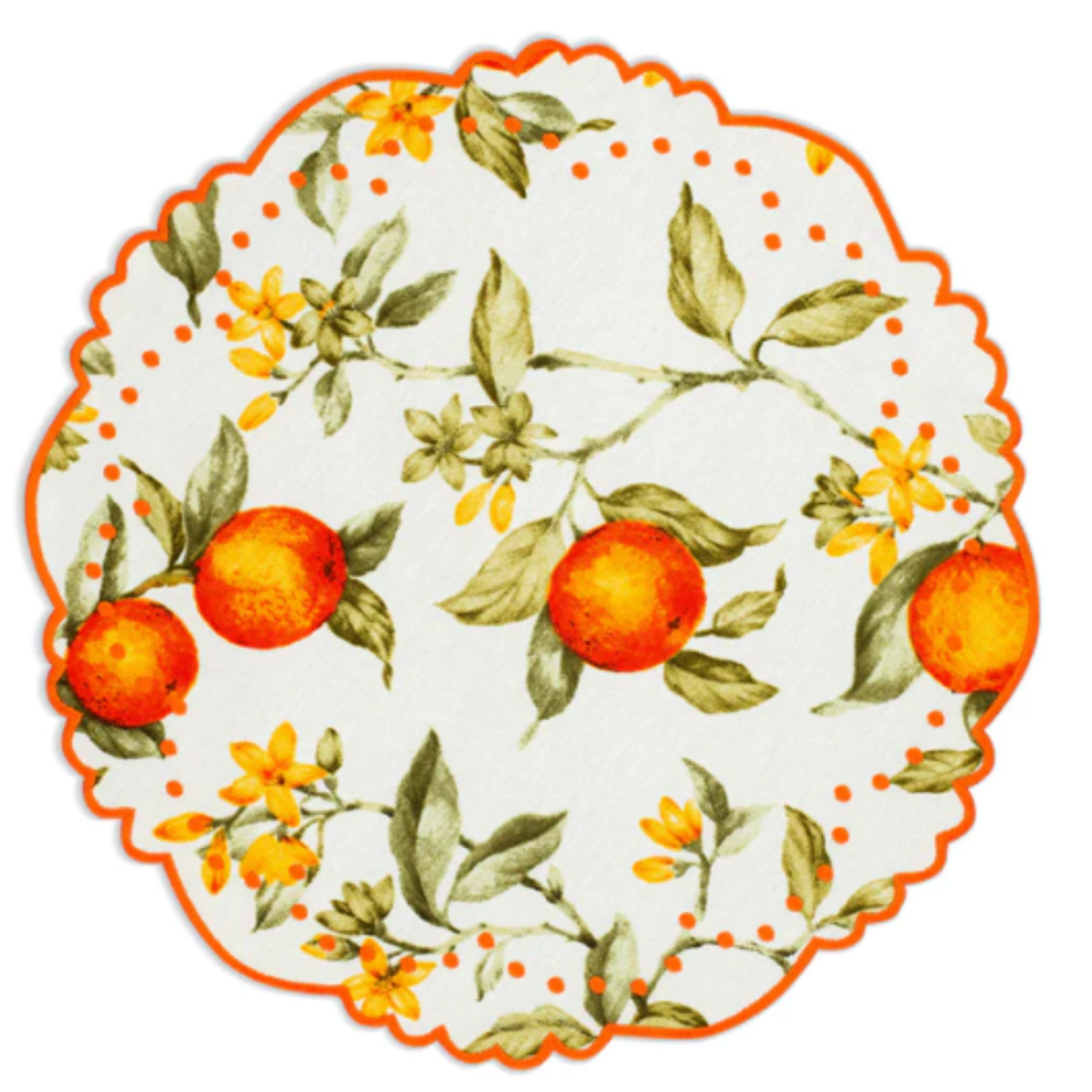 Berenice Citrus Embroidered Cotton Placemat & Napkin Set - 4 Piece Table Setting for Spring & Summer Dining, Kitchen Decor, Party & Wedding Tableware