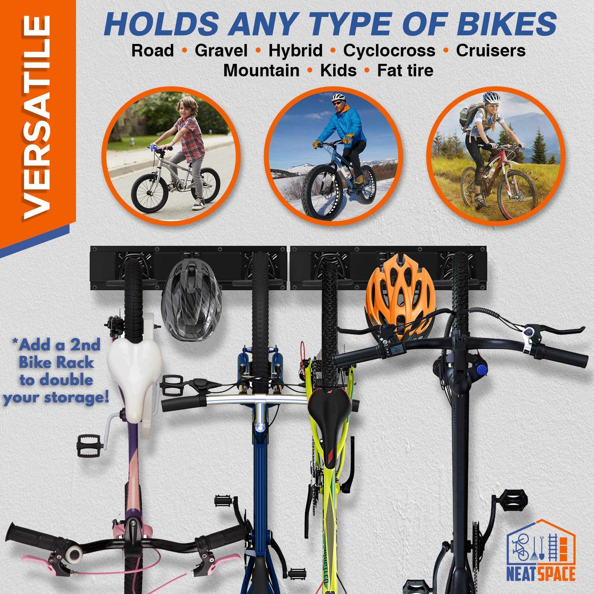 Wall Mount Bike Rack for Garage - Heavy Duty Bike Hanger Storage for Home & Cycling