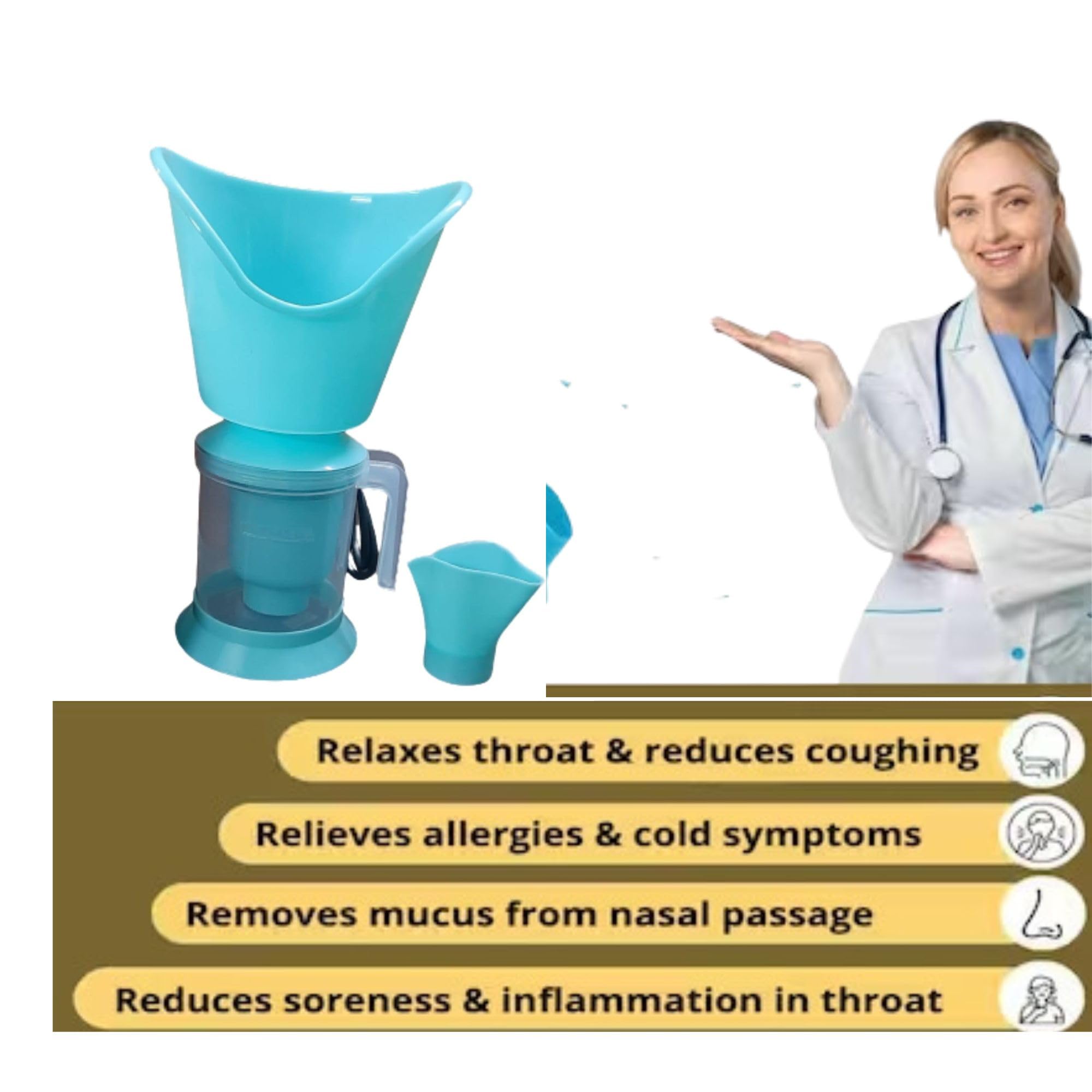 Maxwell 3-in-1 Facial Steamer & Vaporizer for Adults & Kids - Portable Nose Inhaler, Cough Relief & Facial Sauna | Home Spa, Cold Relief & Skincare Treatment (Multicolor)