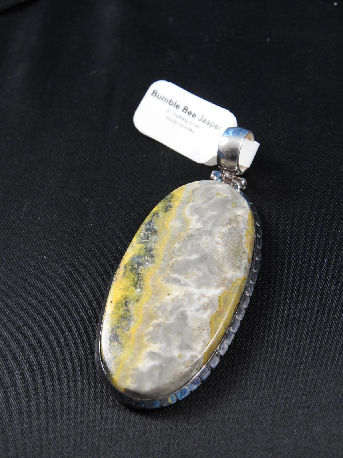 Bumblebee Jasper Sterling Silver Pendant Necklace - Oval Gemstone Jewelry for Women - Perfect for Everyday Wear & Gift Giving