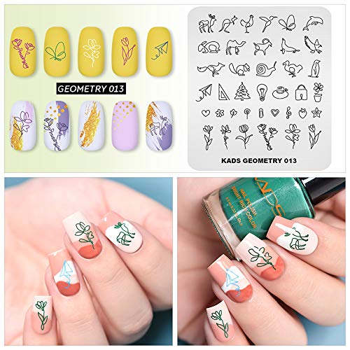 KADS Nail Art Stamping Plate - Geometric Nail Design Template for DIY Manicure, Professional Nail Art Tool with Unique Patterns (GE013) - Perfect for Salon, Home Use & Nail Art Enthusiasts