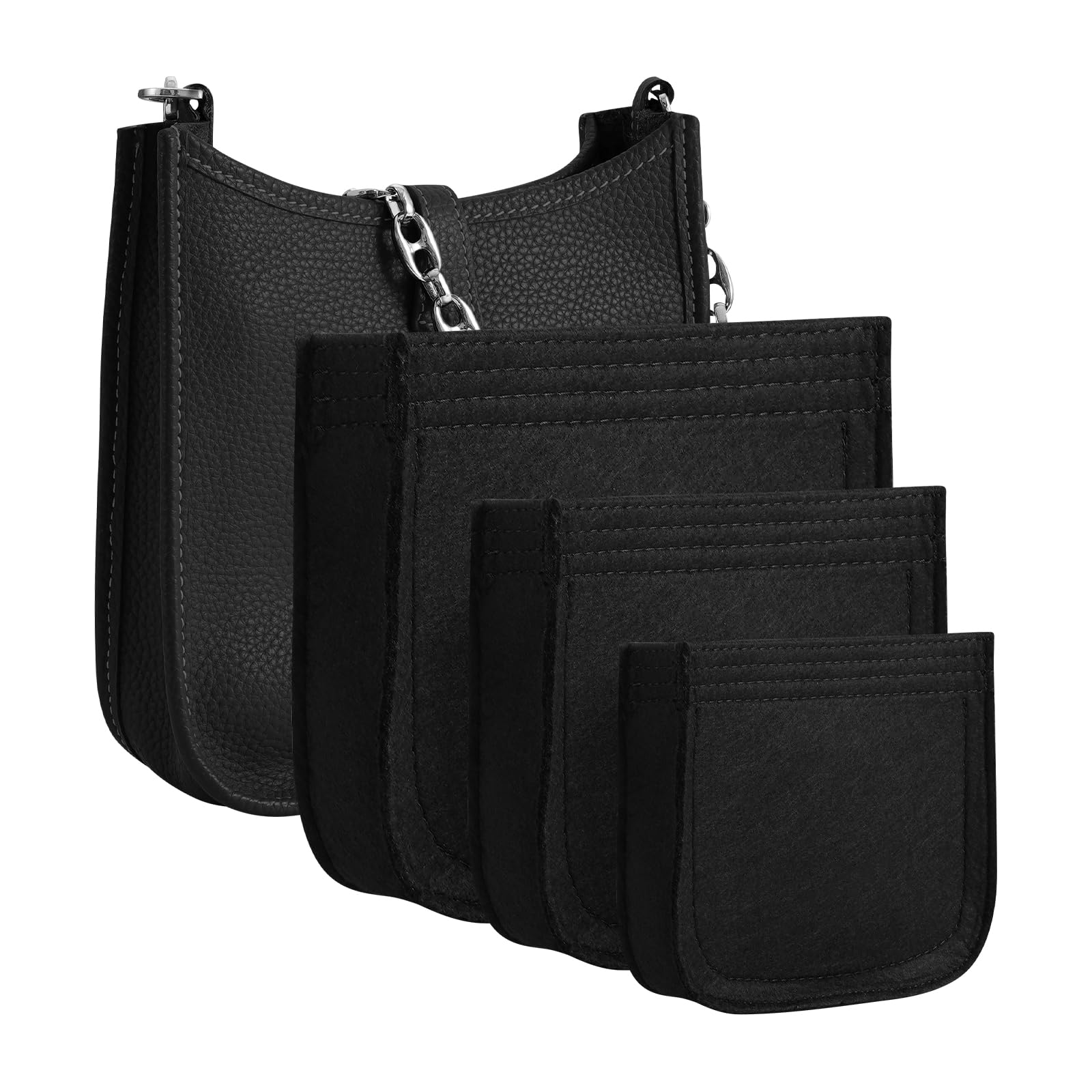 Premium Felt Purse Insert Organizer for Hermes Evelyne 29 PM Bag - Perfect Fit (E33, Black) | Keep Your Luxury Handbag Neat & Organized for Work, Travel & Everyday Use