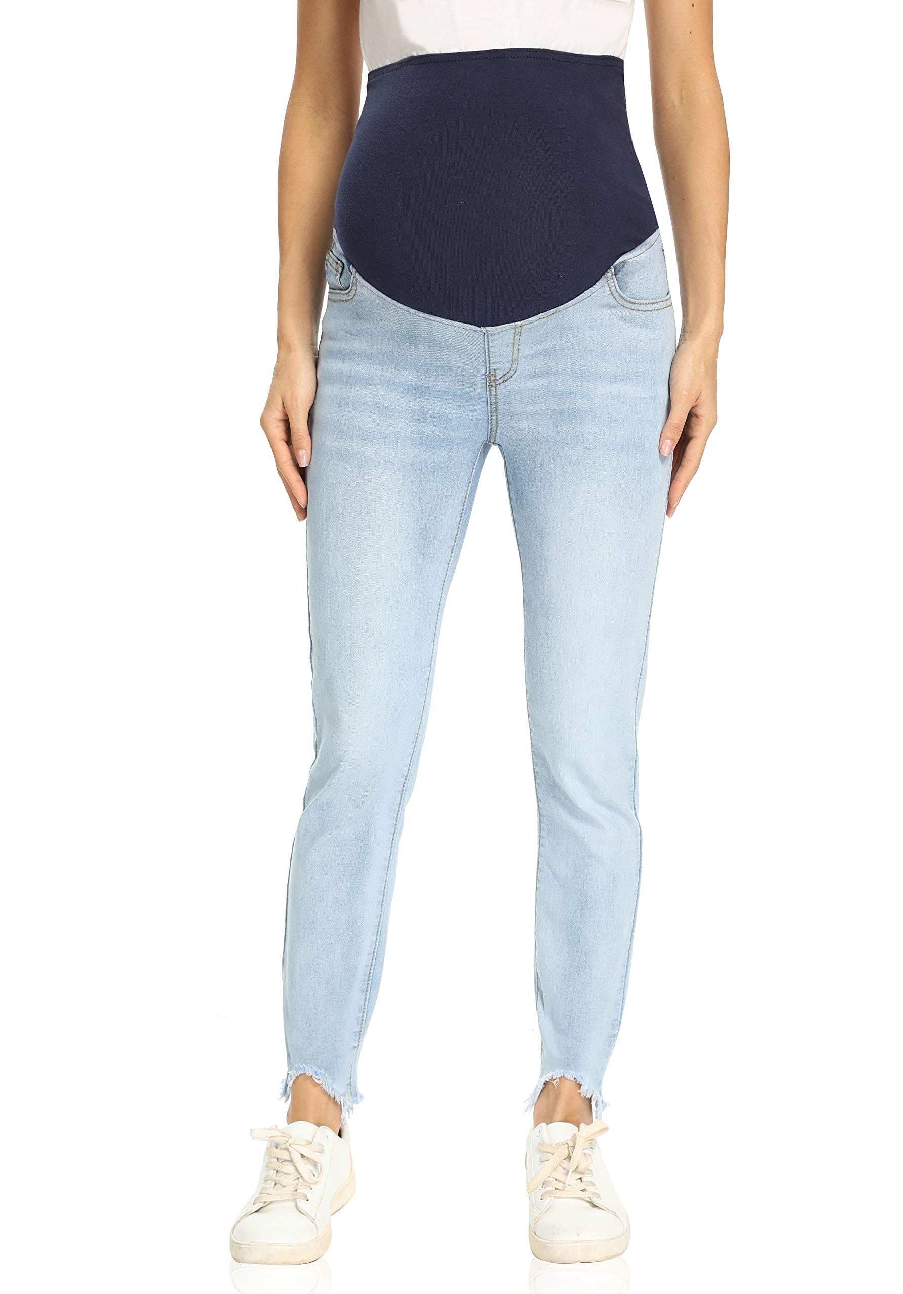 Foucome Women's Maternity Skinny Jeans - Stretch Comfort Fit Ripped Denim Pants for Pregnancy - Perfect for Casual Wear, Work & Everyday Outfits