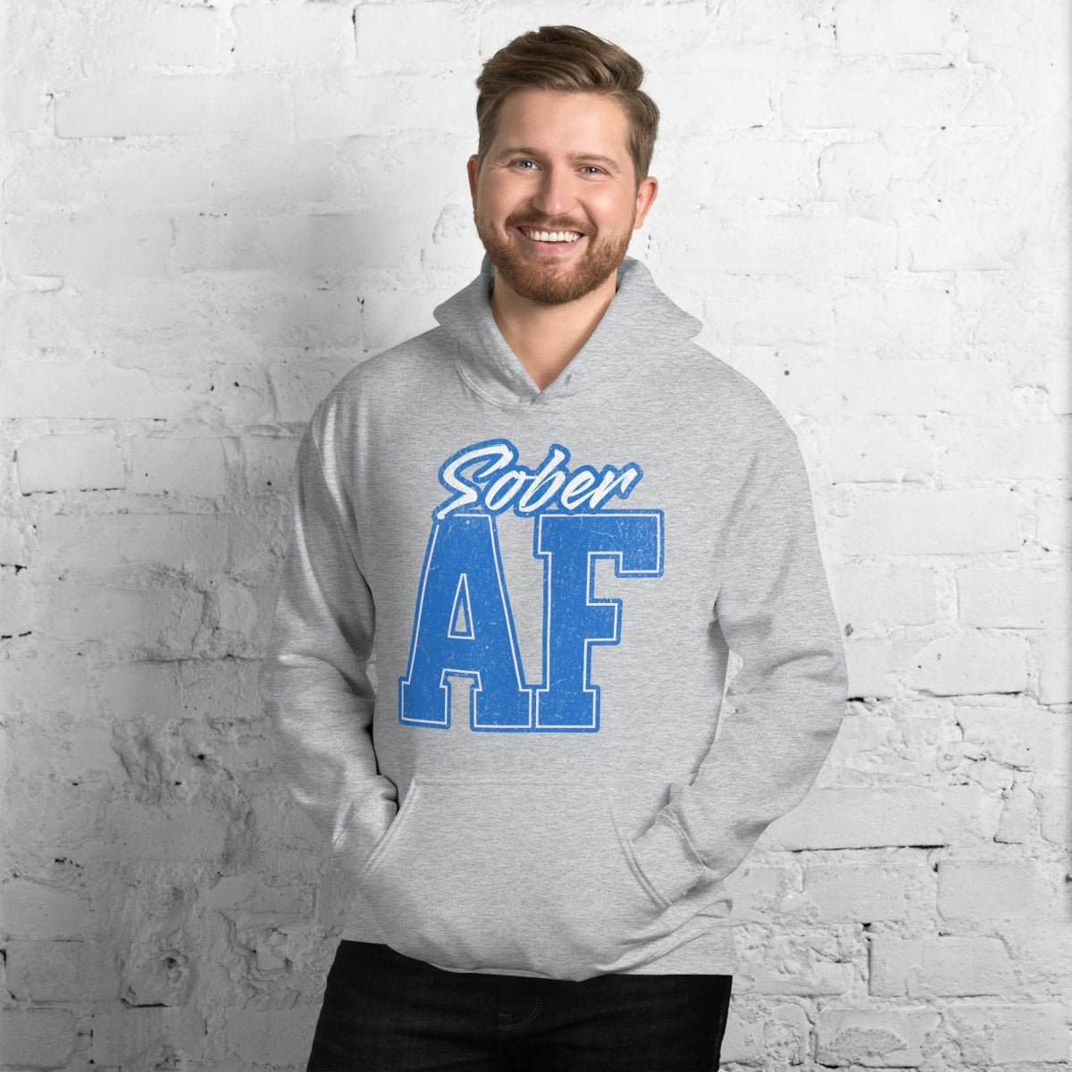Sober AF Collegiate Unisex Hoodie - Comfortable Pullover Sweatshirt for Men & Women | Perfect for College, Gym & Casual Wear