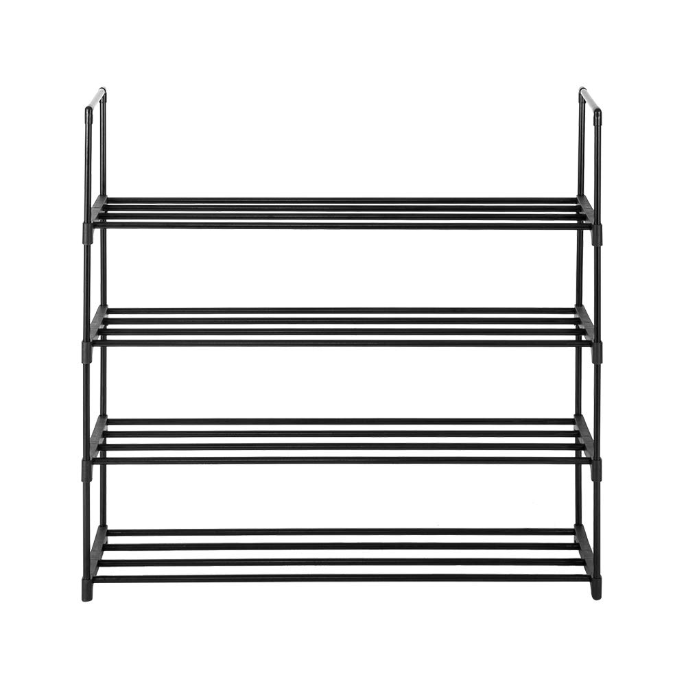 4-Tier Black Shoe Rack Organizer - Space Saving Shoe Storage Shelf for Entryway, Hallway, Bedroom & Closet - Perfect for Small Spaces & Shoe Collection Organization