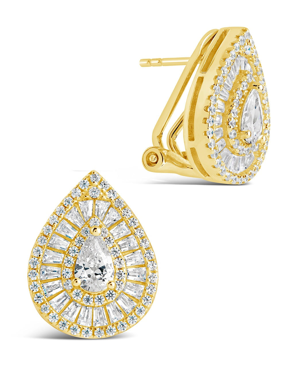 Scarlett CZ Teardrop Stud Earrings for Women - 925 Sterling Silver Cubic Zirconia Dangle Earrings - Elegant Jewelry for Party, Wedding & Everyday Wear