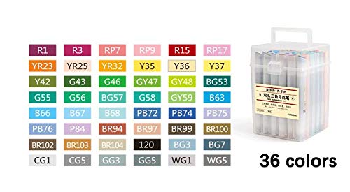 36 Color Art Markers Set - Professional Sketch Brush Pens for Students & Artists, Water-Based Paint Markers for Drawing, Hand Lettering, Illustration & DIY Projects (Includes Storage Box) | Perfect for Sketchbooks, Canvas, Wood & Crafting
