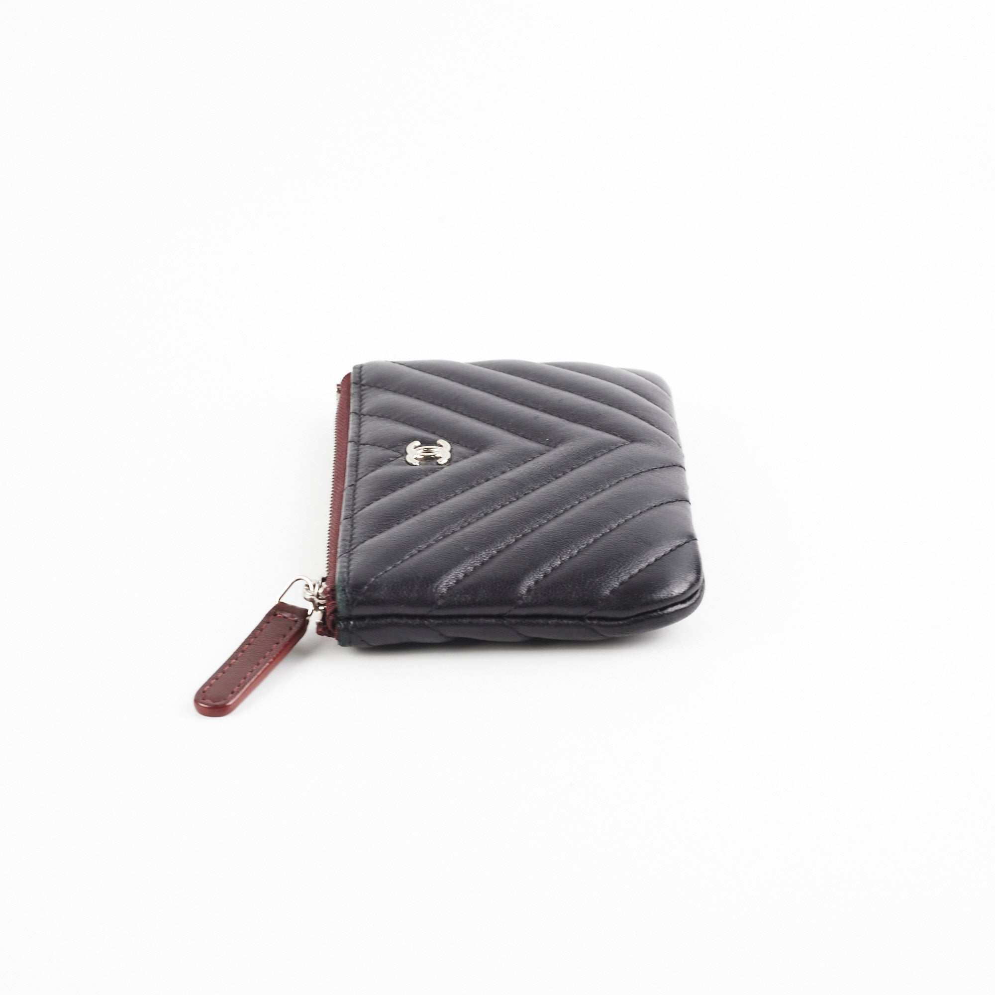 Chanel Small Chevron Black O Case - Luxury Leather Wallet for Women | Perfect for Everyday Use, Travel & Gifting