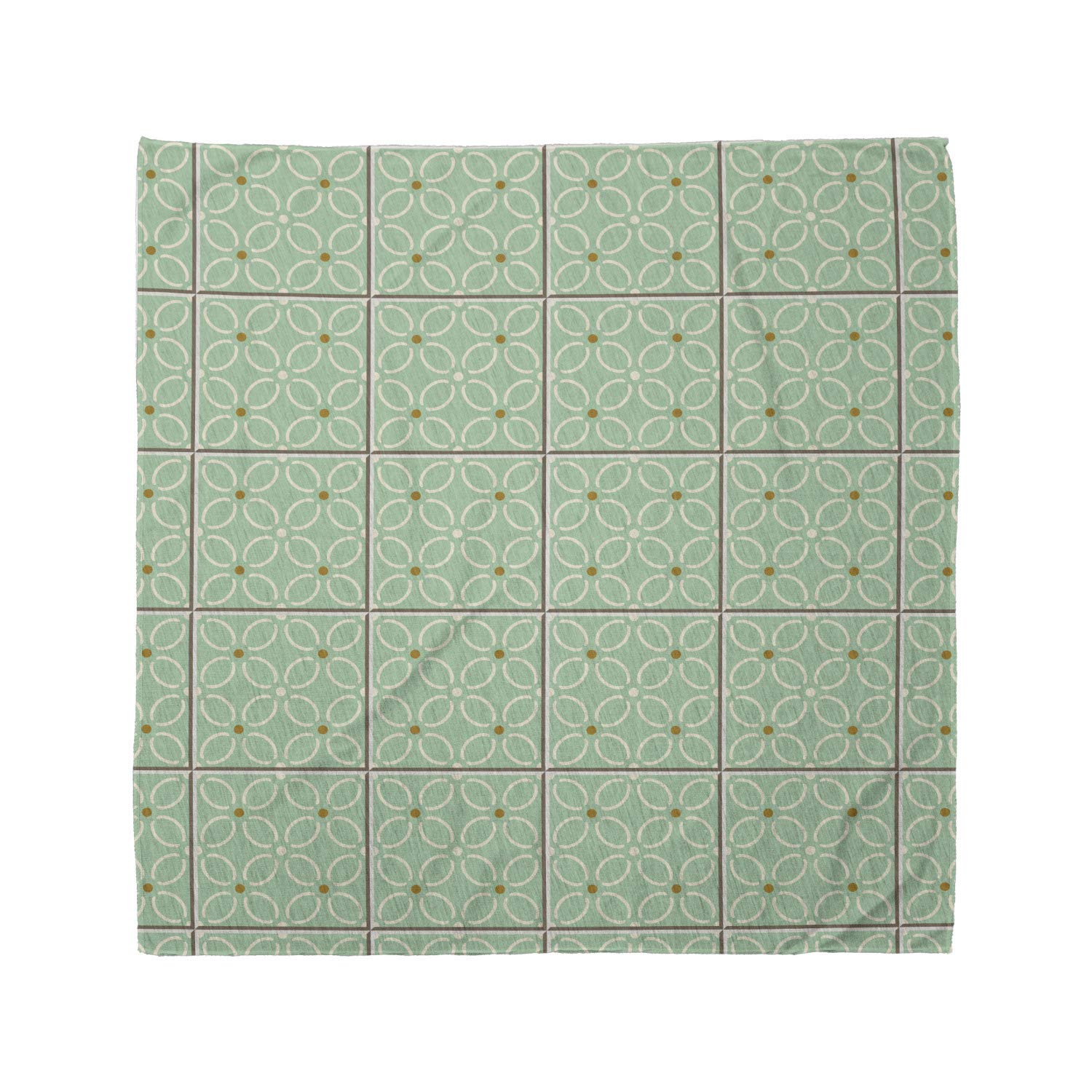 Ambesonne Pastel Bandana Scarf - Floral Retro Ceramic Tile Print Unisex Head Neck Wrap for Women Men - Perfect for Outdoor Activities, Music Festivals & Vintage Fashion