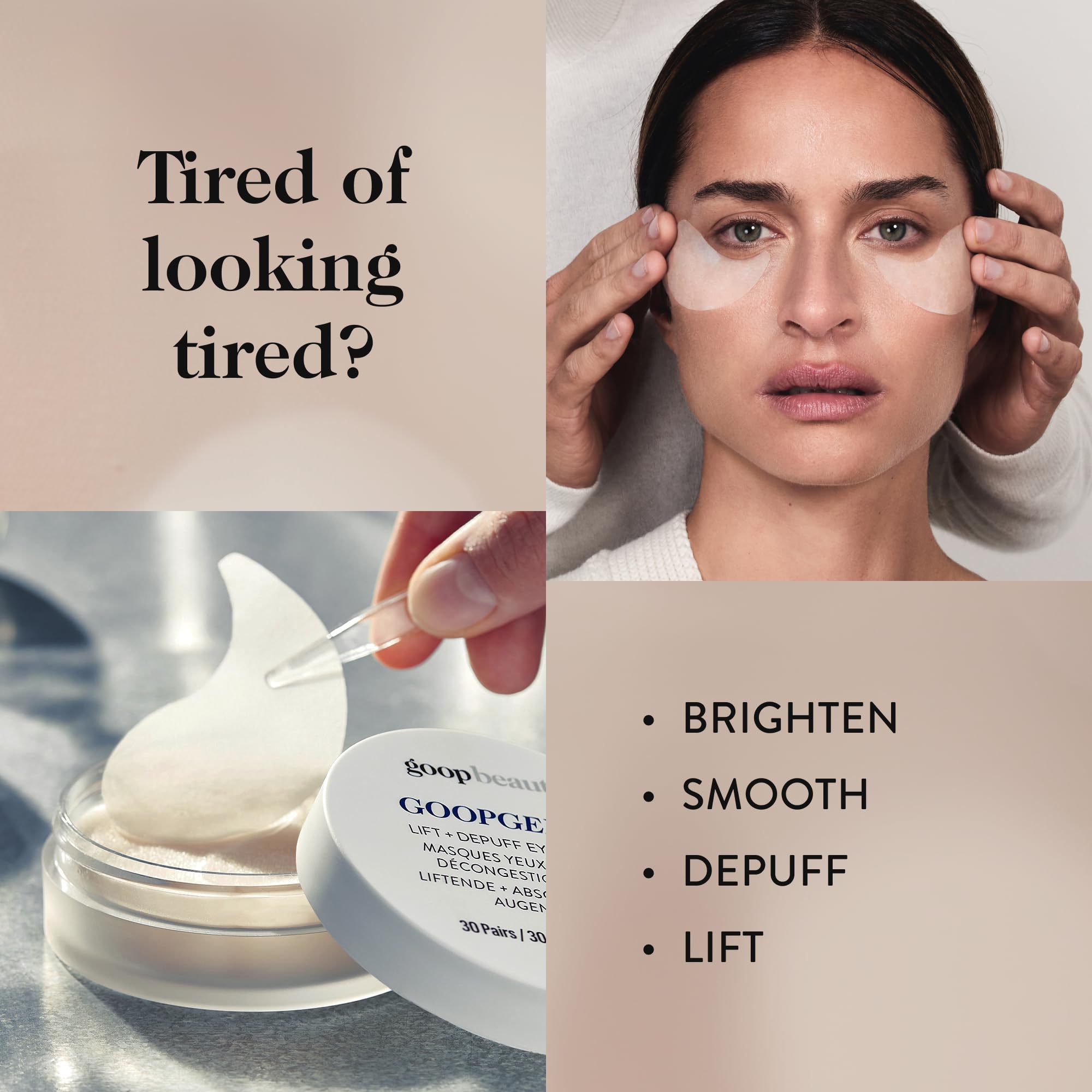 Goop Beauty Under Eye Masks for Puffy Eyes & Dark Circles | VEOCEL Lyocell Eye Patches with Niacinamide Serum | Reduces Fine Lines, Wrinkles & Crow's Feet | Paraben & Silicone Free | 30 Pairs | Perfect for Travel, Spa Days & Overnight Skincare Routine