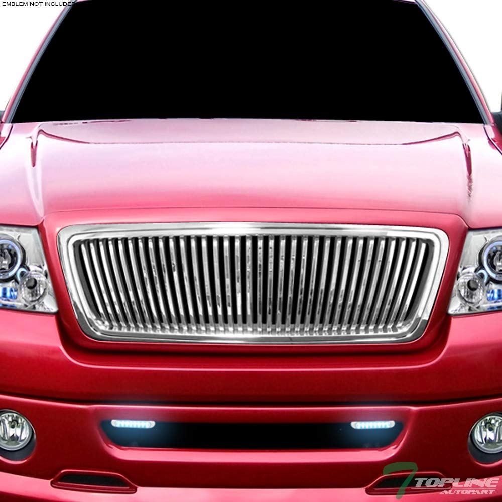 ABS Chrome Vertical Front Hood Bumper Grill Grille Guard for 2004-2008 Ford F150 - Heavy Duty Protection & Off-Road Style Upgrade for Trucks