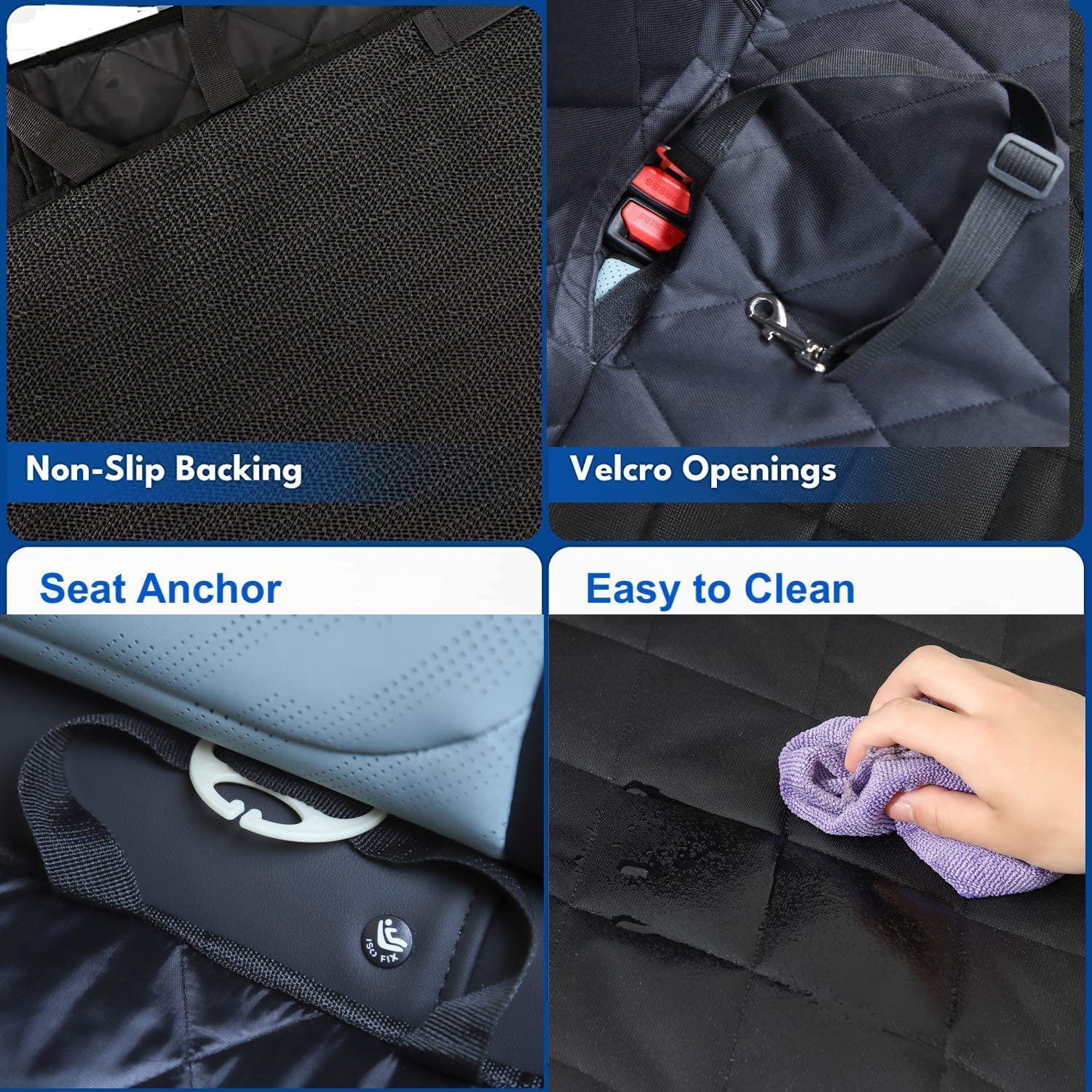 GoBuyer Universal Dog Car Seat Cover Protector - Non-Slip Pet Seat Liner for Back/Rear Seats with ISOFIX Compatibility & Velcro Openings | Perfect for SUV, Sedan, and Road Trips with Pets