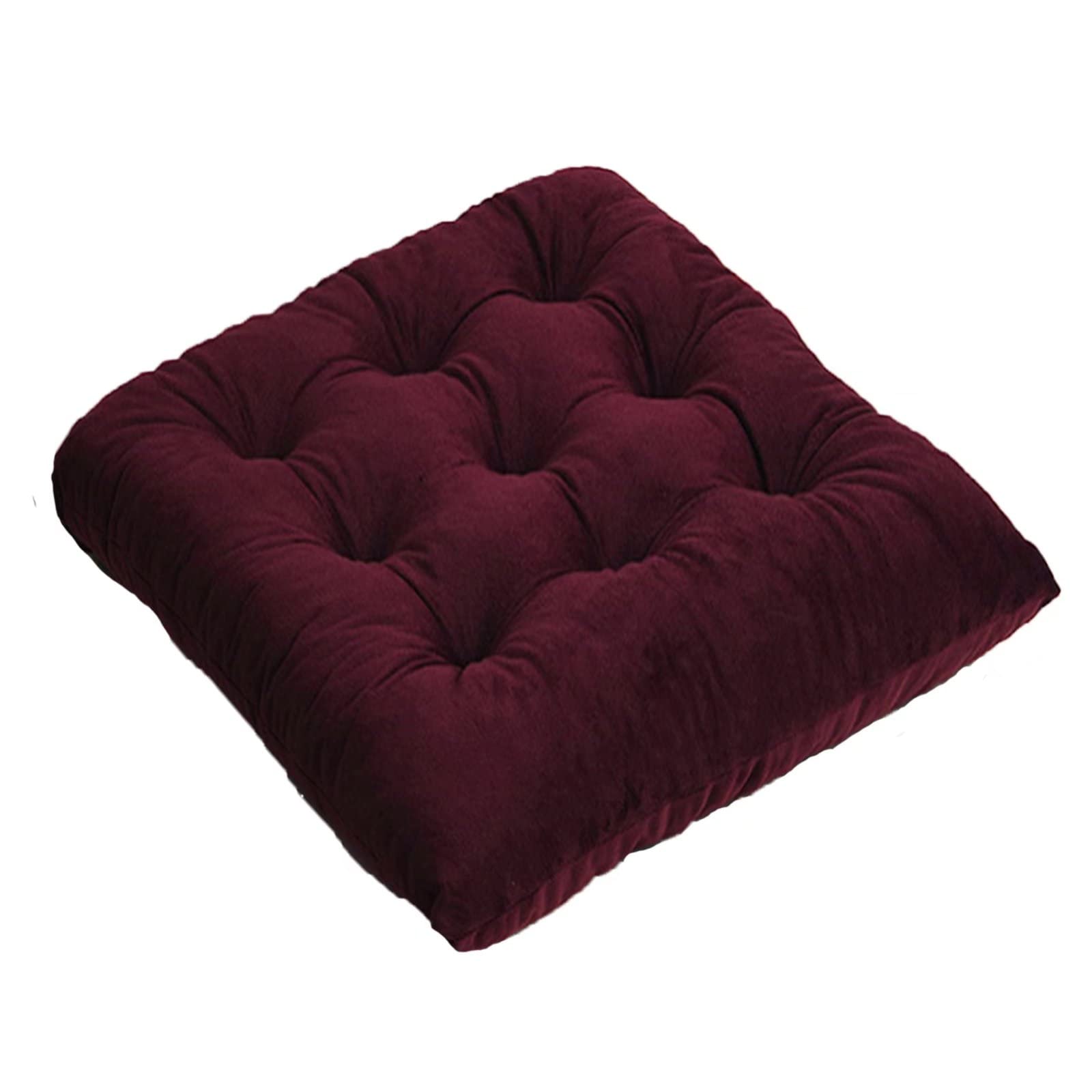 Non-Slip Dining Chair Cushions 16x16 with Ties - Double-Sided Durable Kitchen Chair Pads, Wine Red - Perfect for Indoor Dining Rooms & Outdoor Patio Furniture