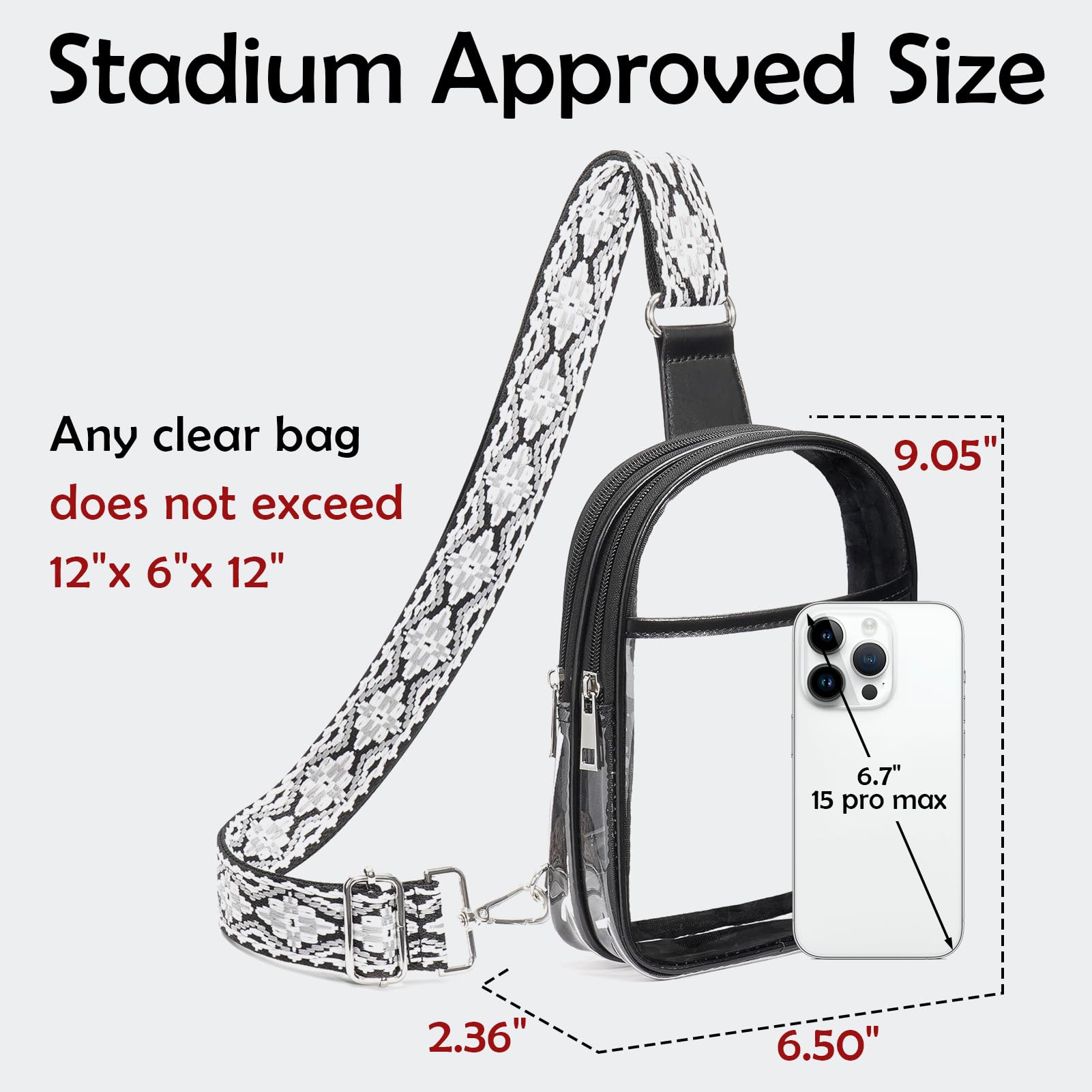 Clear Crossbody Bags for Women with 2 Extra-Long Straps & 4 Pockets - Perfect for Concerts, Festivals, Travel and Everyday Use