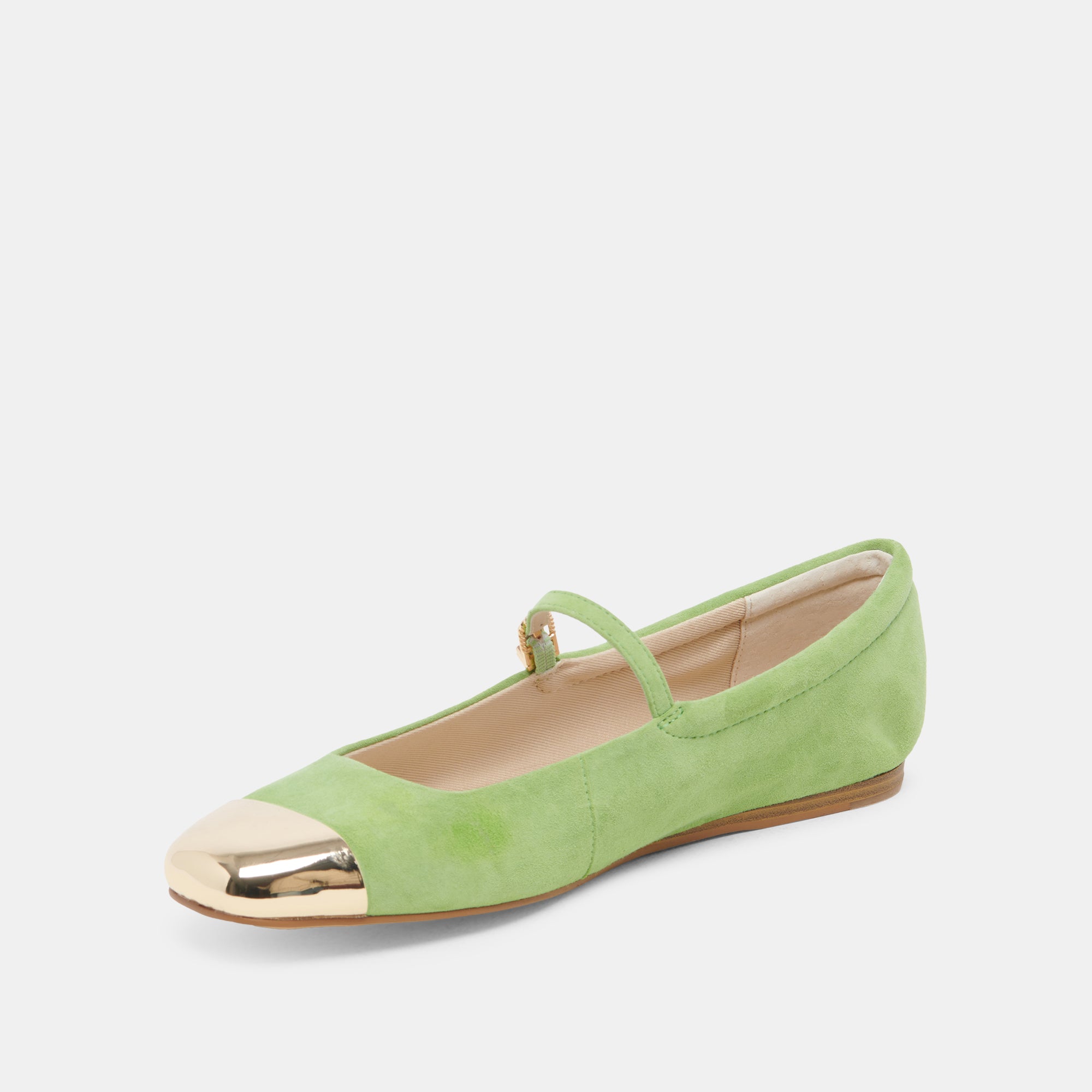 REYES Toe Cap Ballet Flats - Lime Suede Women's Shoes | Comfortable & Stylish for Work, Casual Wear & Dance