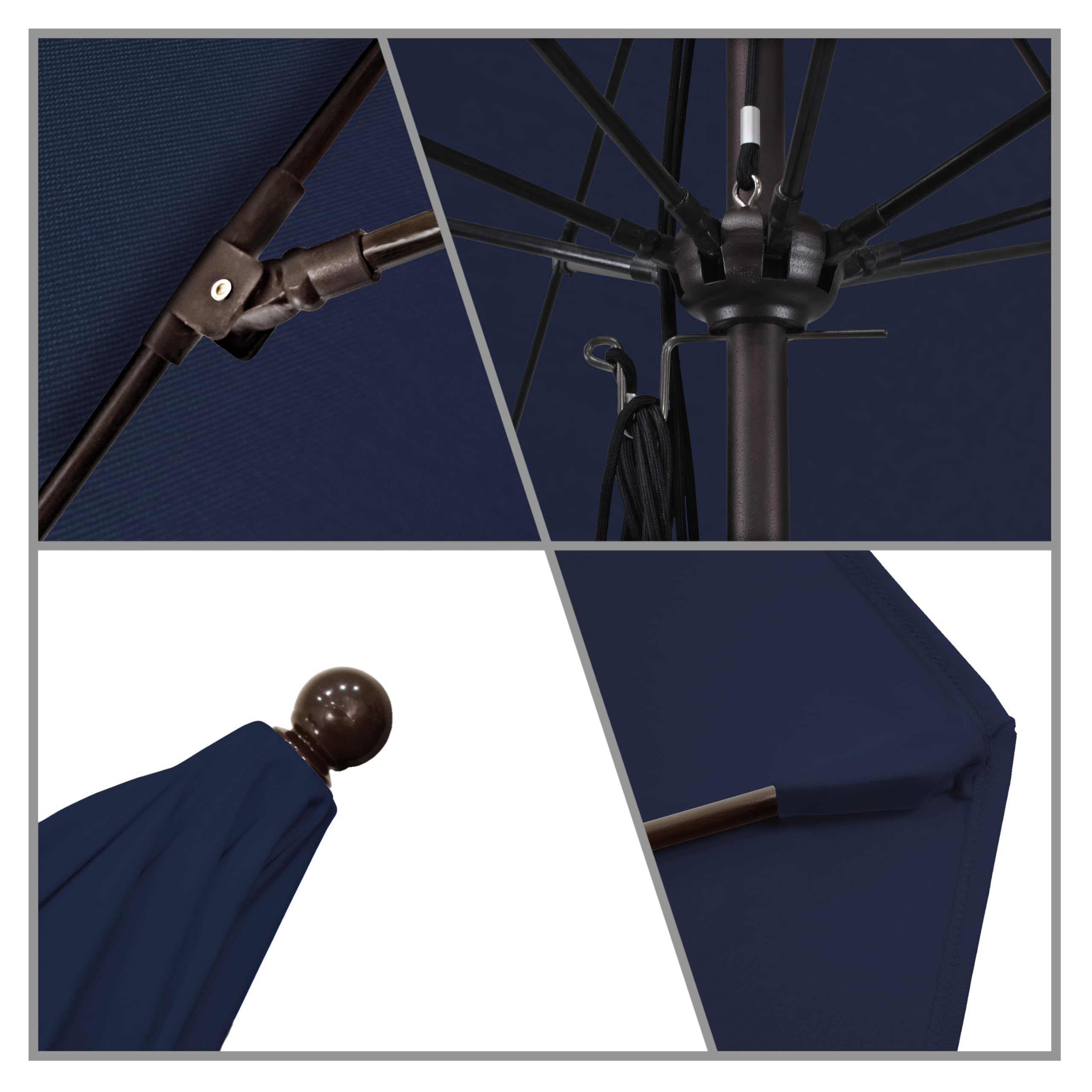 11' Round Patio Umbrella - Aluminum/Fiberglass with Pulley Lift for Outdoor Dining & Poolside