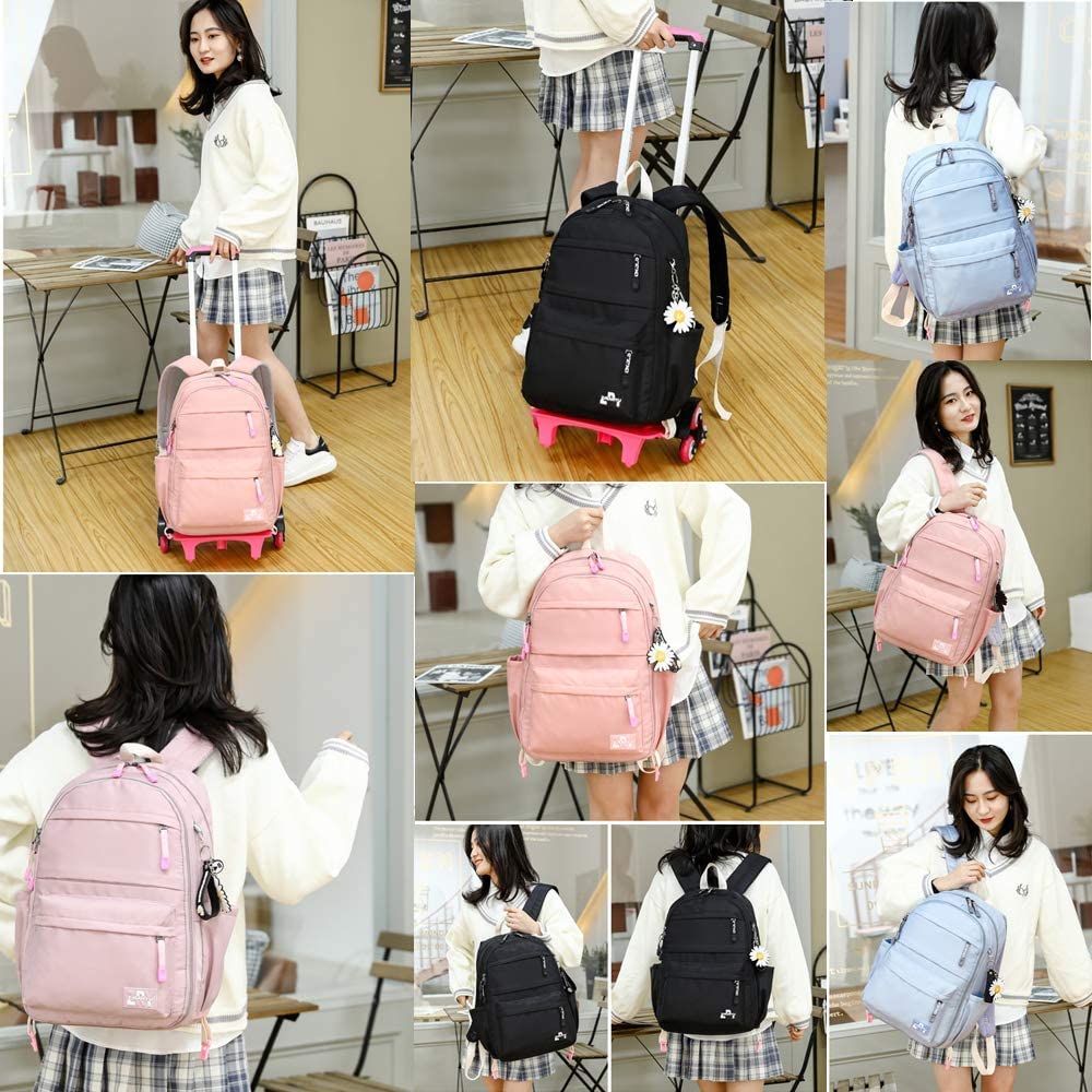 Rolling Backpack for Kids - Lightweight Wheeled School Backpack with Handle, Pink Travel Trolley Bag for Boys & Girls - Perfect for School, Travel, and Daily Commute