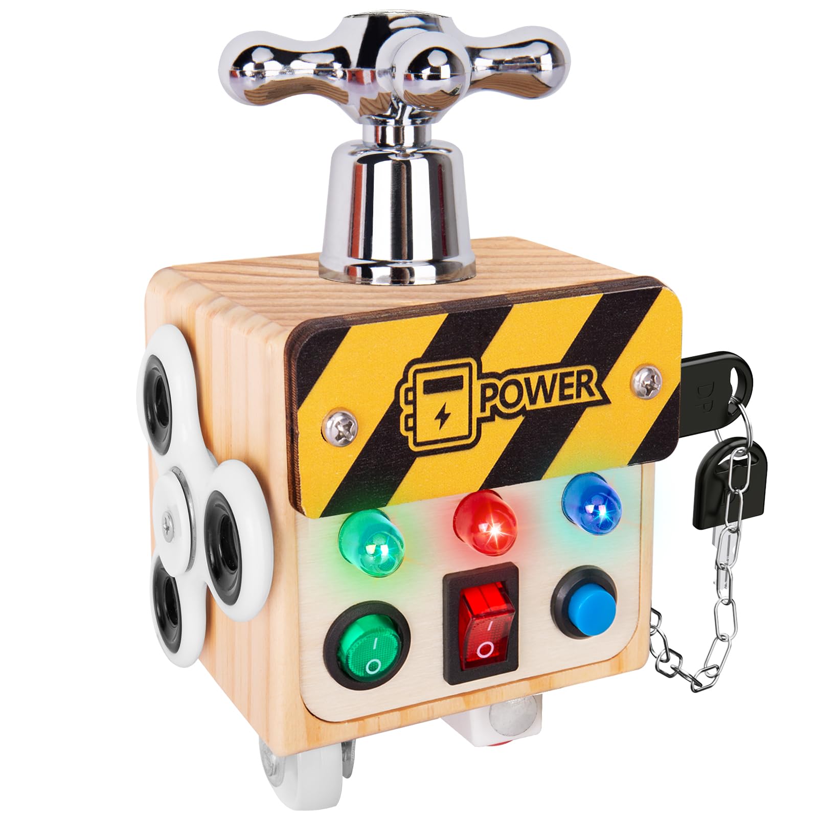Best Montessori Wooden LED Busy Cube - Sensory Learning Toy for Toddlers 1-3 Years Old | Travel-Friendly Educational Gift for Boys & Girls | Perfect for Preschool Activities, Birthday Presents & Airplane Travel