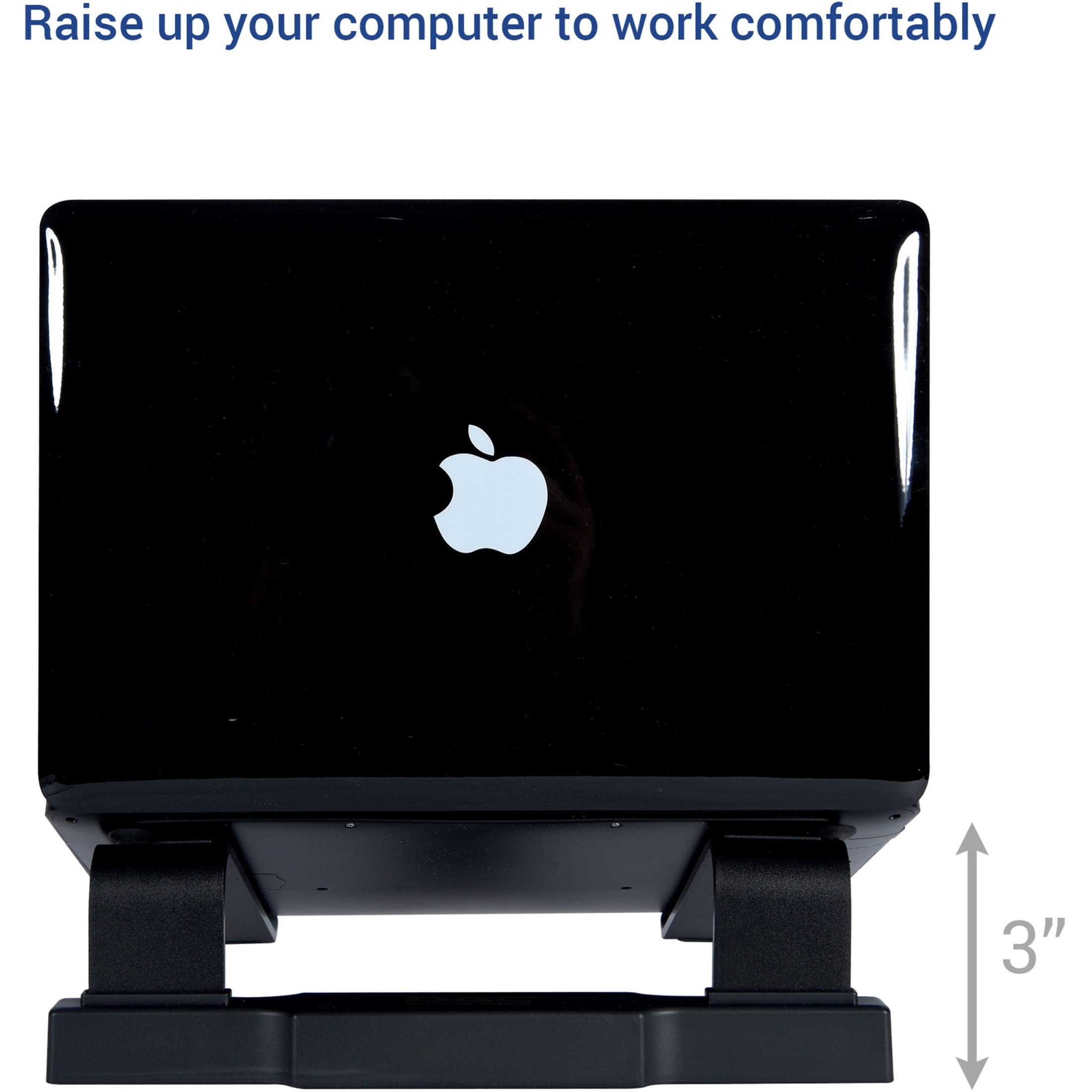 4-Port USB 3.0 Hub with Non-Slip Laptop Stand - Compact 3x9.8x12.1 Inch Black DAC Computer Accessory for Home Office & Workspace Organization
