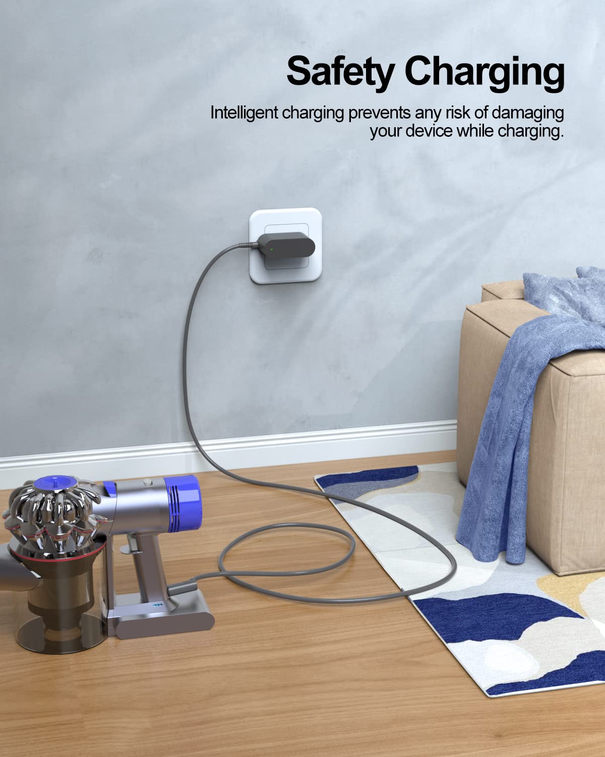 Original 26.1V Fast Charger Compatible with Dyson V6 V7 V8 Cordless Vacuum - Perfect for Home Cleaning & Quick Recharge