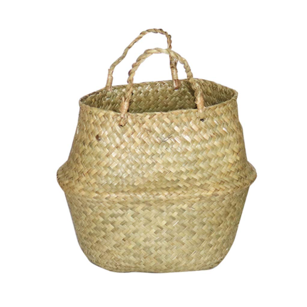Handmade Seagrass Foldable Woven Basket - Natural Laundry Hamper, Storage Organizer & Plant Pot Cover | Perfect for Nursery, Bathroom & Boho Home Decor