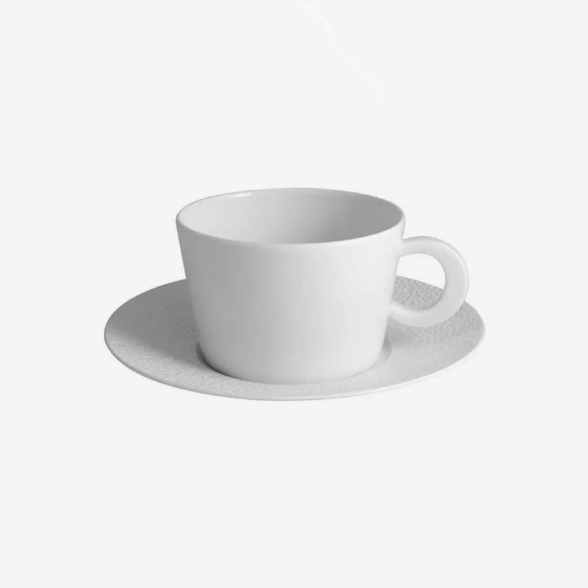 Bernardaud Ecume Breakfast Cup and Saucer Set - Fine Porcelain Tea Cup with Saucer for Morning Coffee, Tea, or Hot Chocolate - Perfect for Breakfast, Brunch, or Afternoon Tea at Home or Cafe