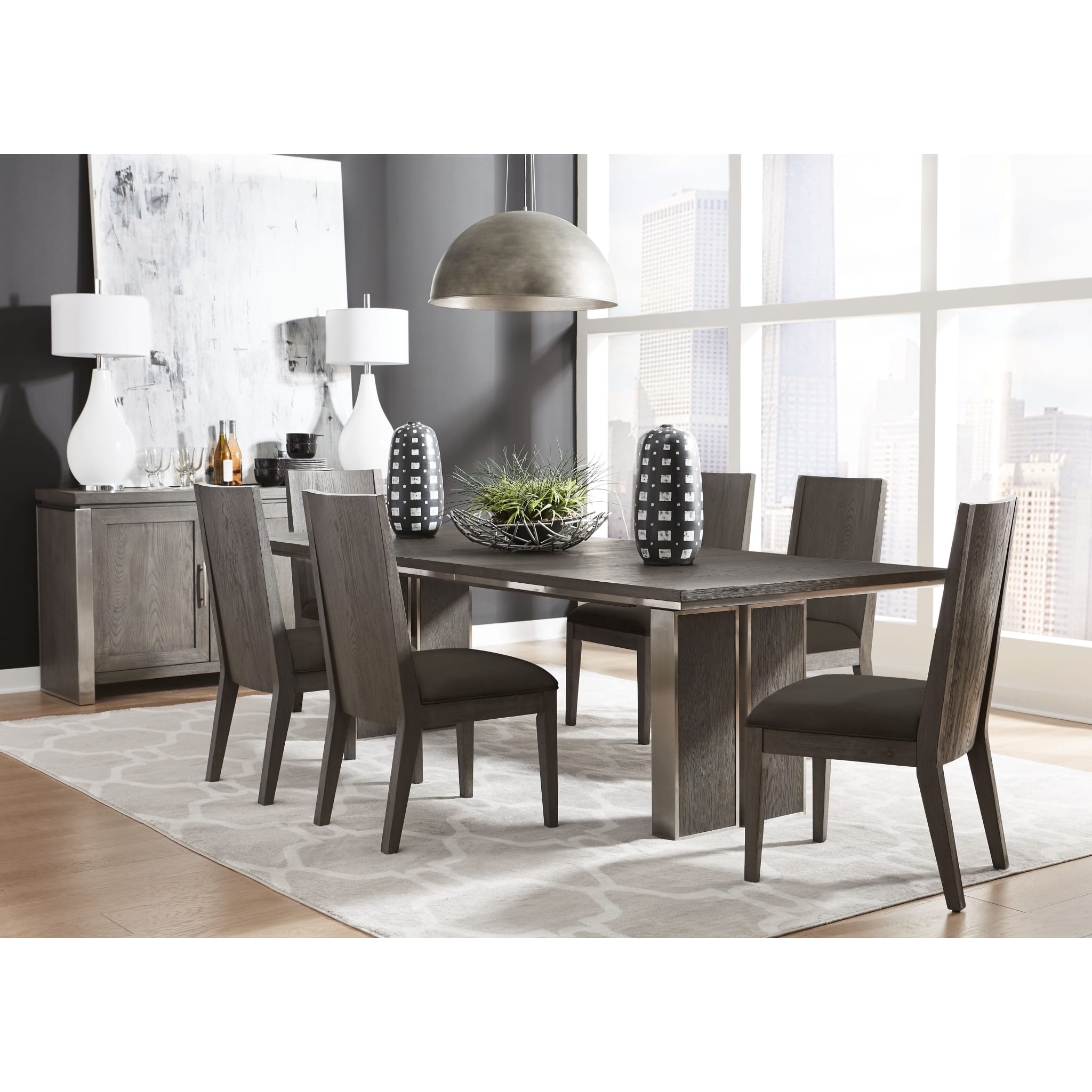 Thunder Grey Plata Extension Dining Table - Expandable Modern Kitchen Table for Small Spaces, Dinner Parties & Family Gatherings