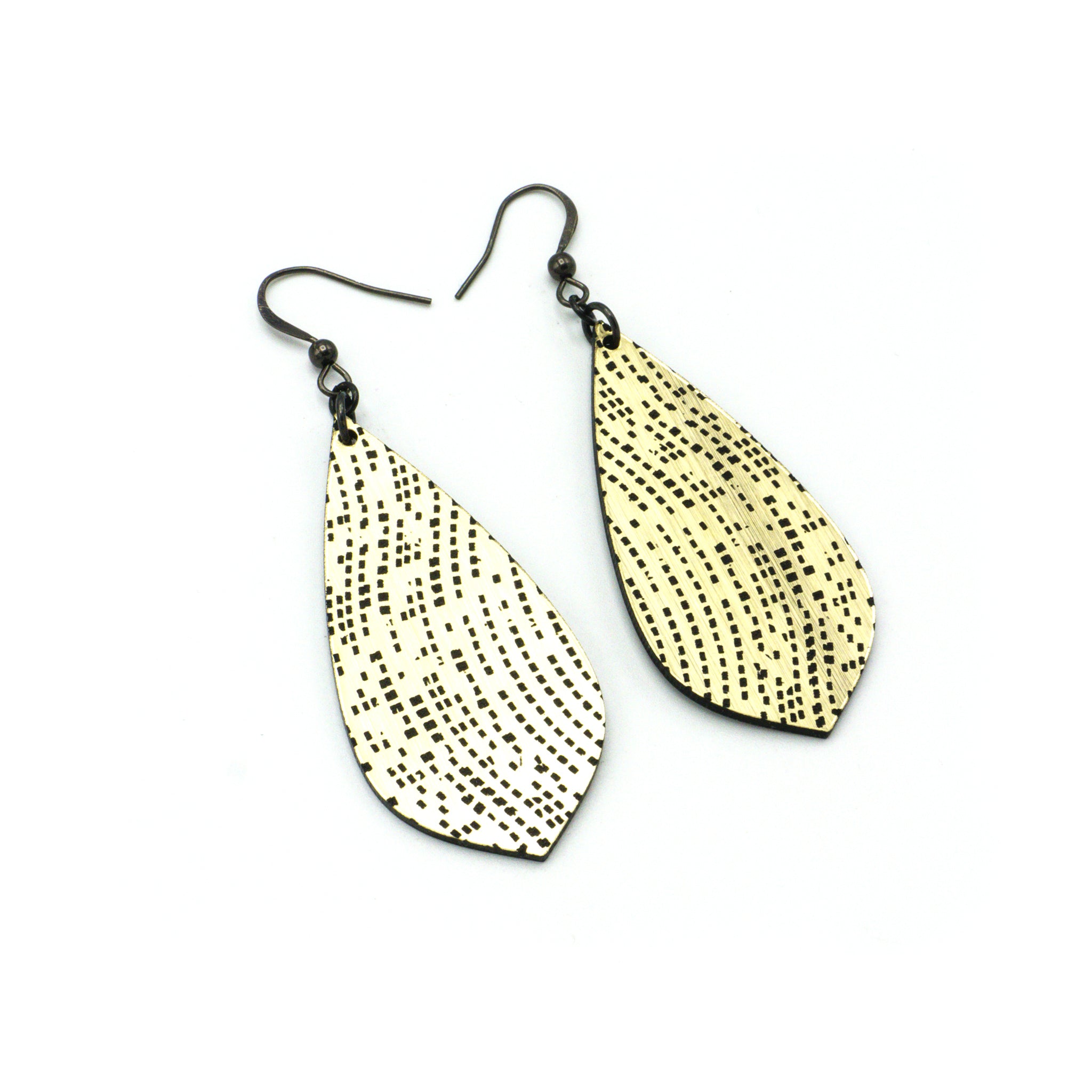 Gem Point [17] Acrylic Earrings - Brushed Gold & Black | Stylish Dangle Earrings for Women, Perfect for Parties, Weddings & Everyday Wear