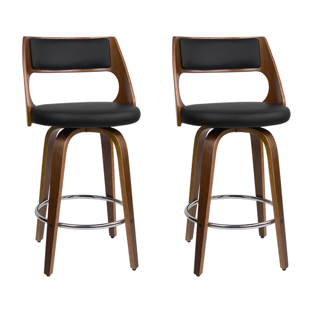 2 Pack Swivel Bar Stools with Leather Upholstery - 30 Inch Height Counter Stools for Kitchen Island, Breakfast Bar & Home Decor
