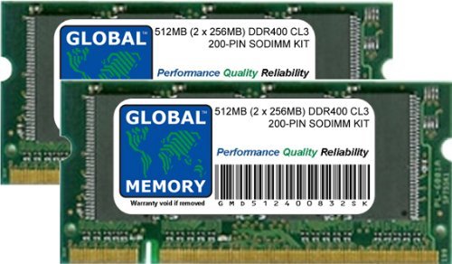 2 x 256MB DDR 400MHz PC3200 200-Pin SODIMM Laptop Memory RAM Kit - Upgrade for HP, Dell, Lenovo Notebooks - Perfect for Gaming, Office Work & Performance Boosting
