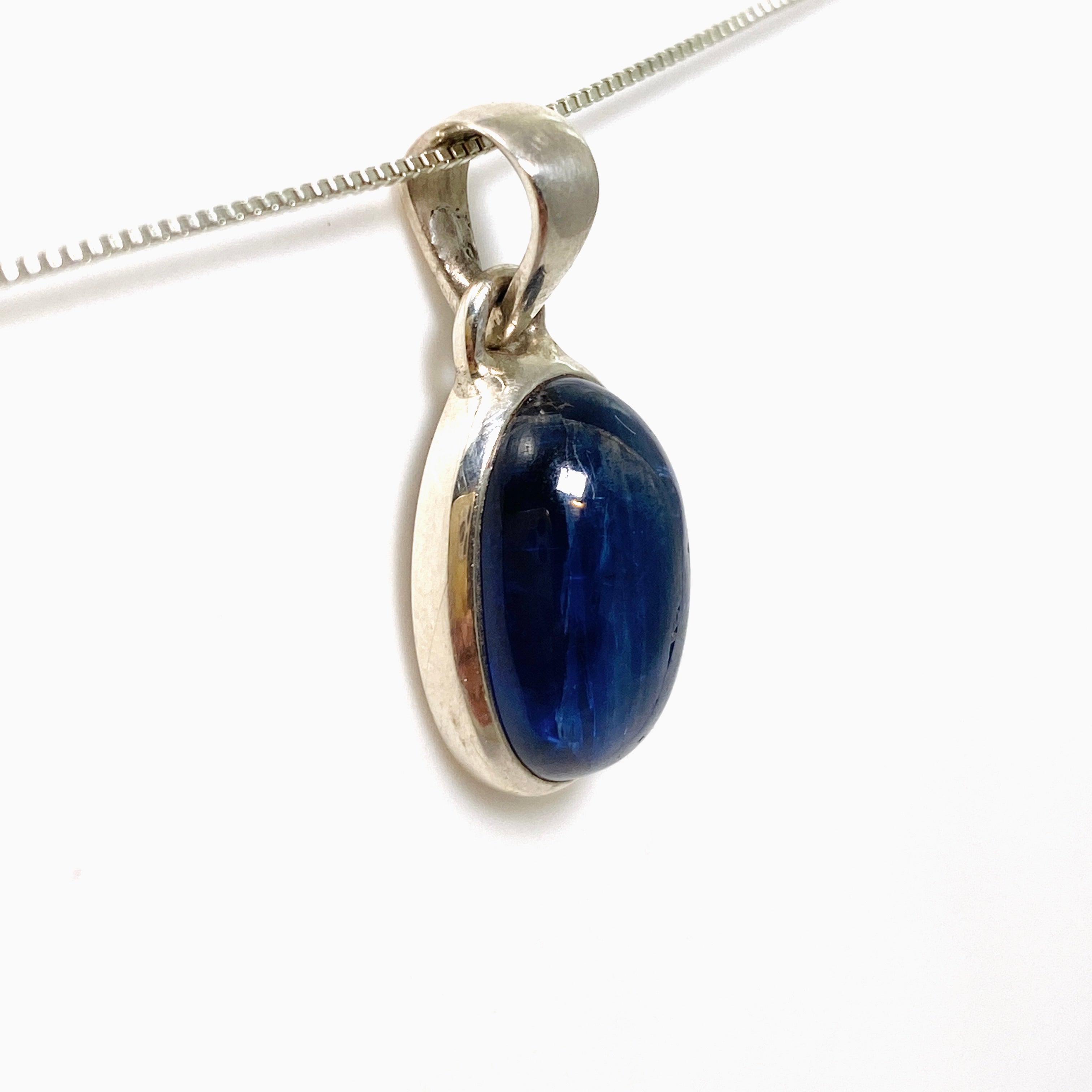 Natural Blue Kyanite Oval Cabochon Pendant Necklace - Handmade Gemstone Jewelry for Women - Perfect for Meditation, Healing & Spiritual Energy Work